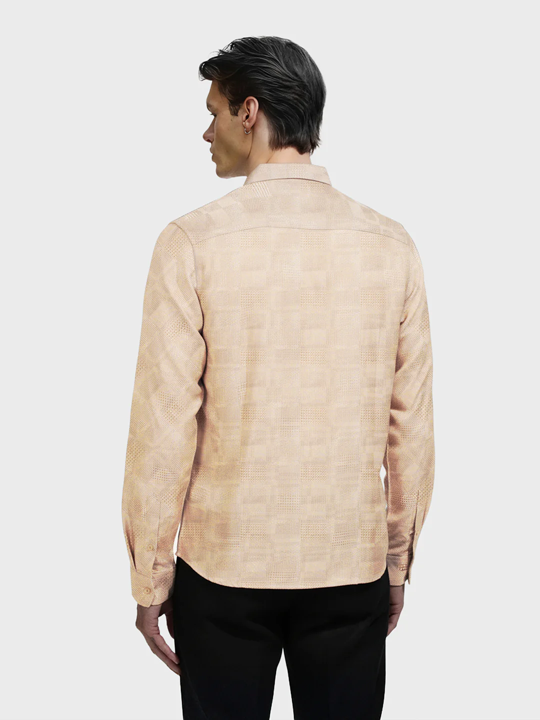 Men's Beige Slim Fit Textured Casual Shirt - Image 2