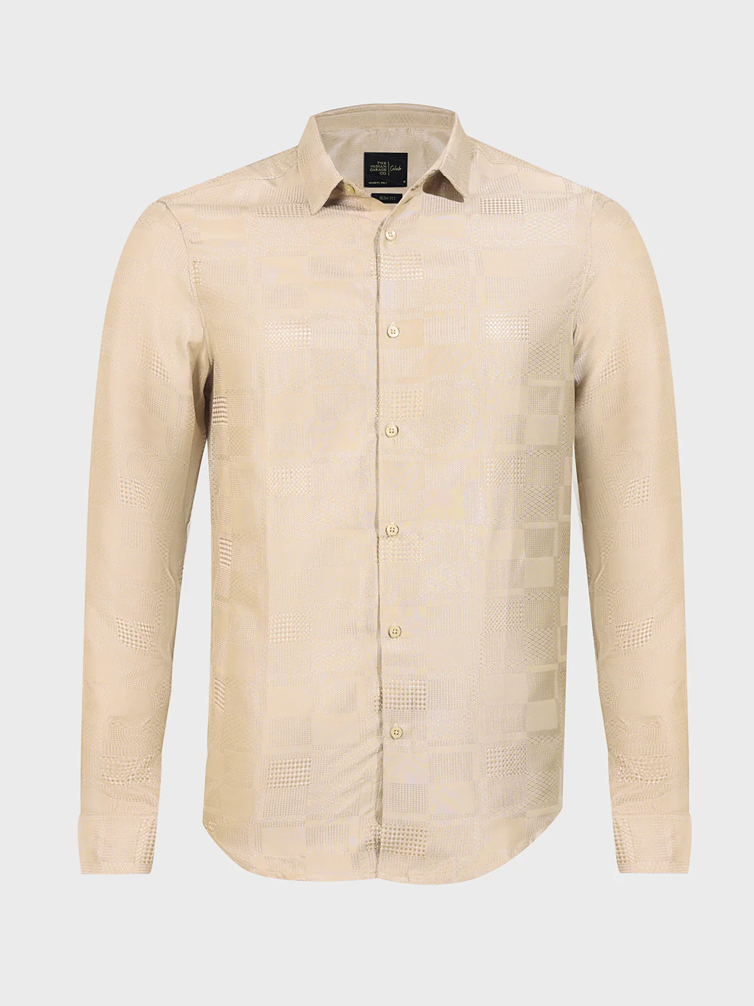 Men's Beige Slim Fit Textured Casual Shirt - Image 4