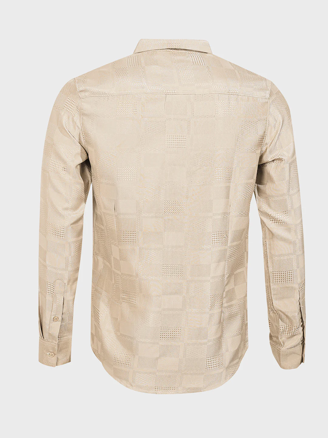 Men's Beige Slim Fit Textured Casual Shirt - Image 5