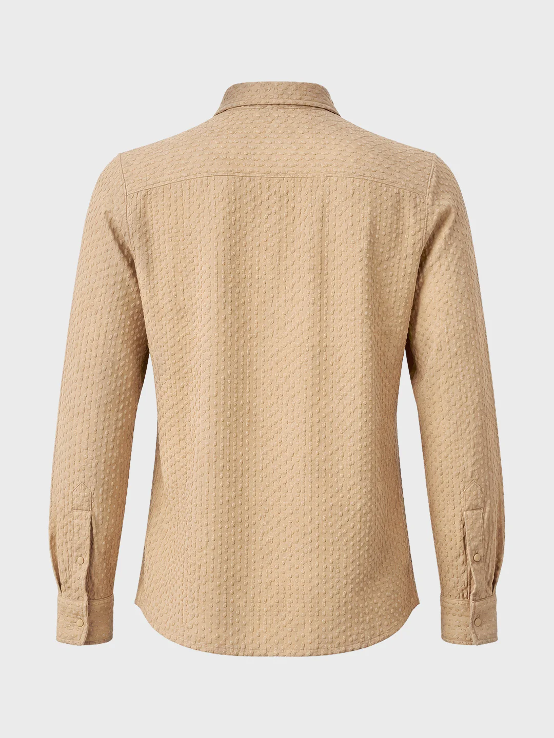 Men's Beige Slim Fit Textured Party Wear Shirt - Image 5