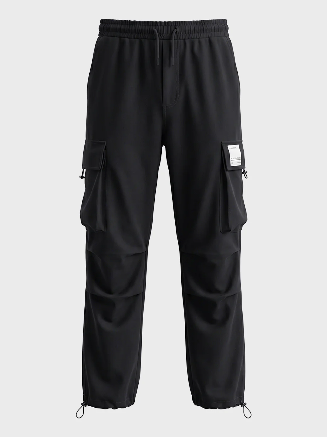 Men's Black Baggy Fit Solid Utility Cargo - Image 6