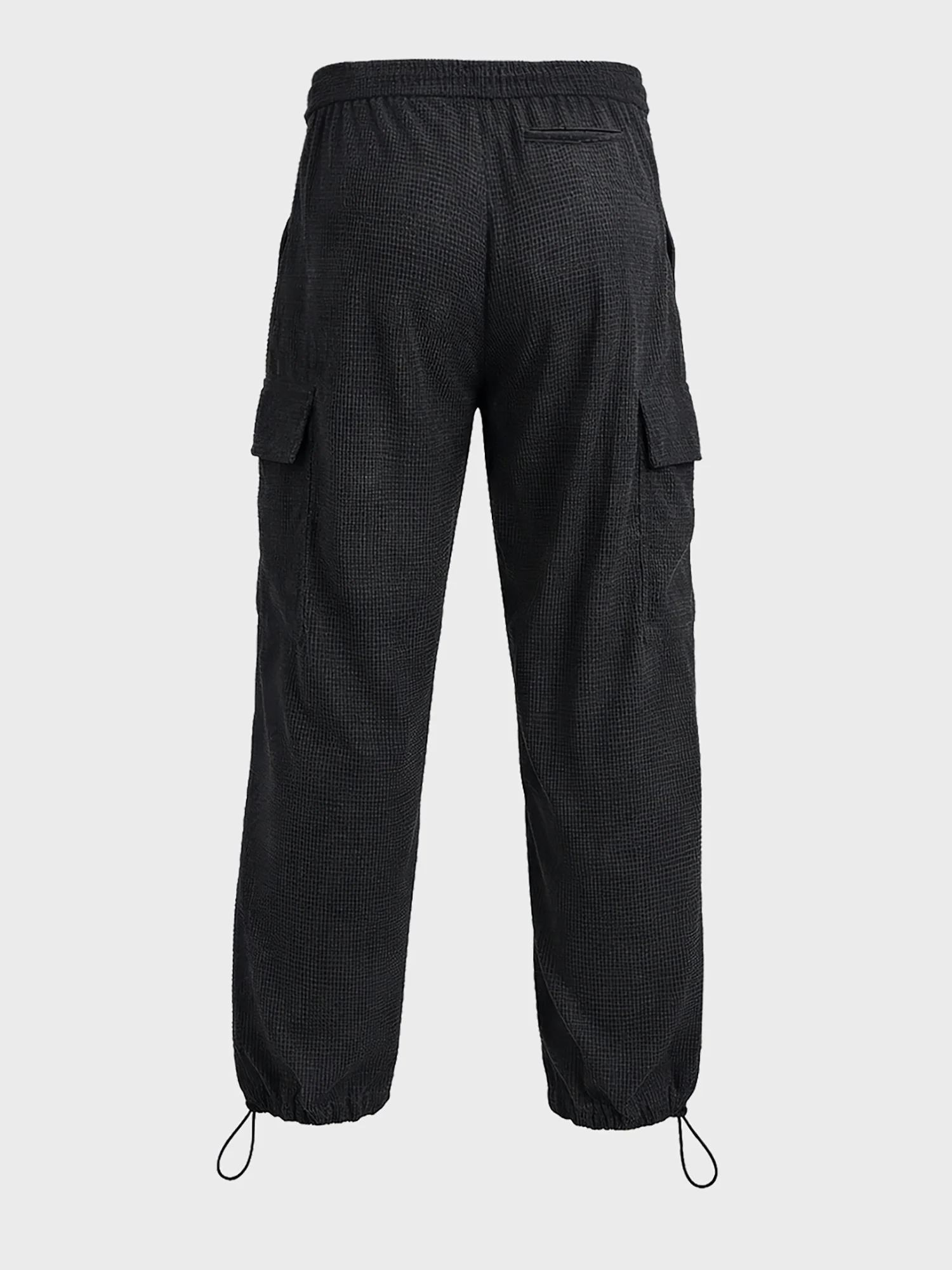 Men's Black Baggy Fit Textured Utility Cargo - Image 6