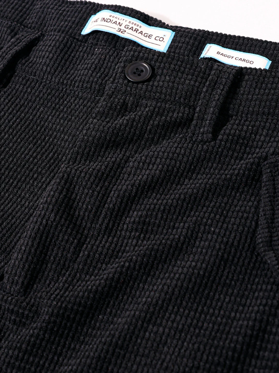 Men's Black Baggy Fit Textured Utility Cargo - Image 6