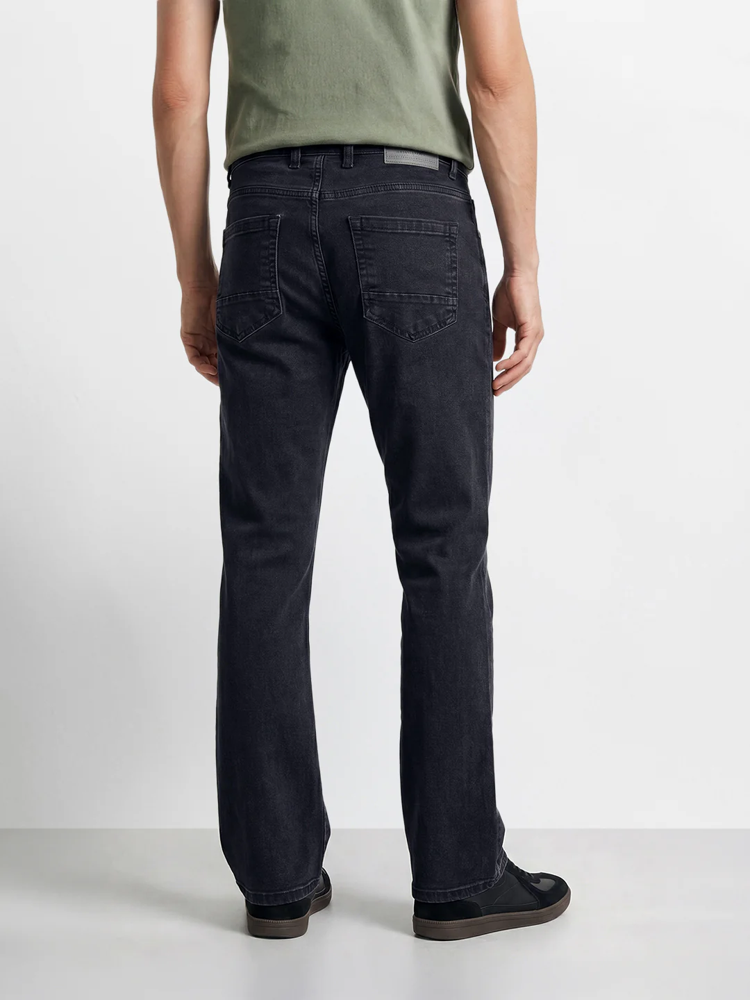 Men's Black Bootcut Fit Solid Casual Jeans - Image 5