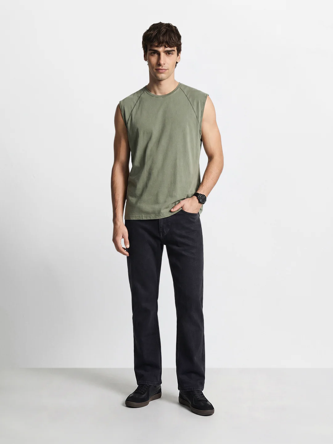 Men's Black Bootcut Fit Solid Casual Jeans - Image 6