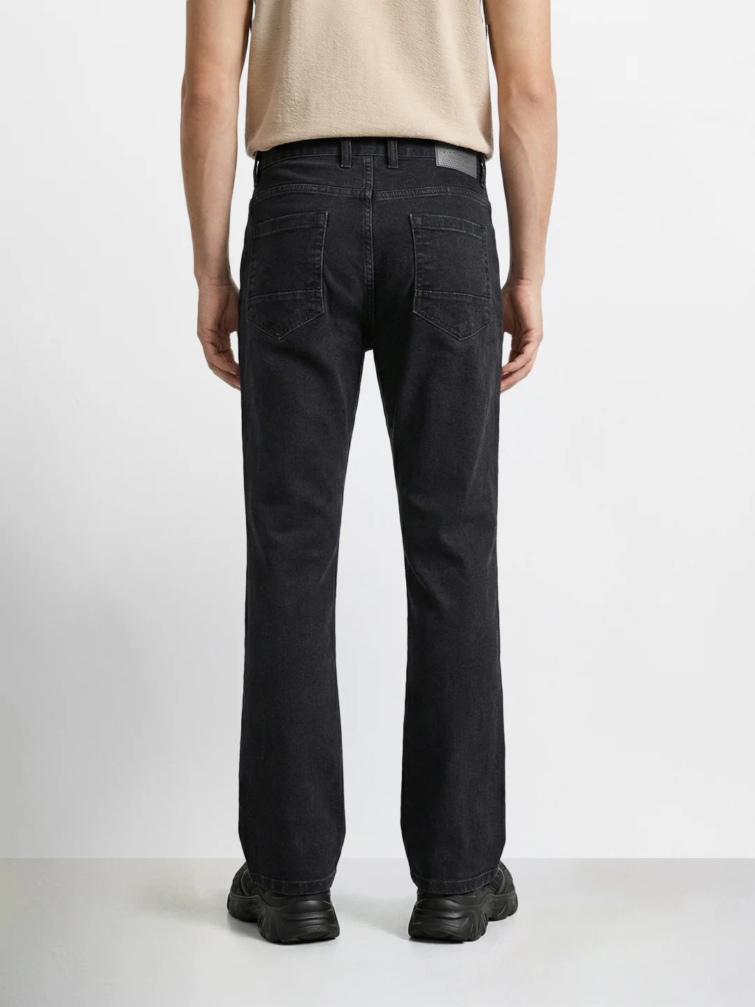 Men's Black Bootcut Fit Solid Casual Jeans - Image 4
