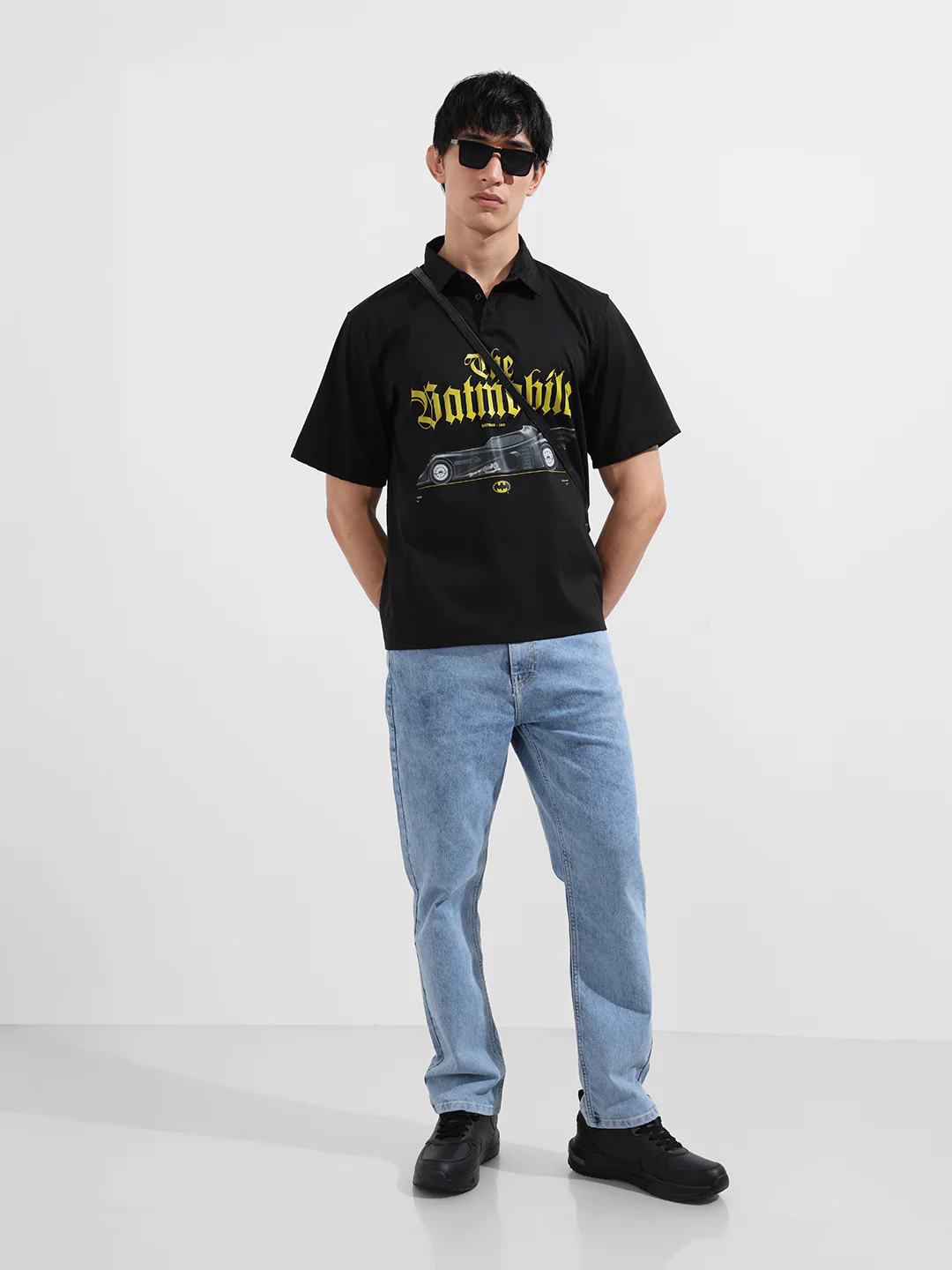 Men's Black Boxy Fit Batman Character Shirt - Image 2