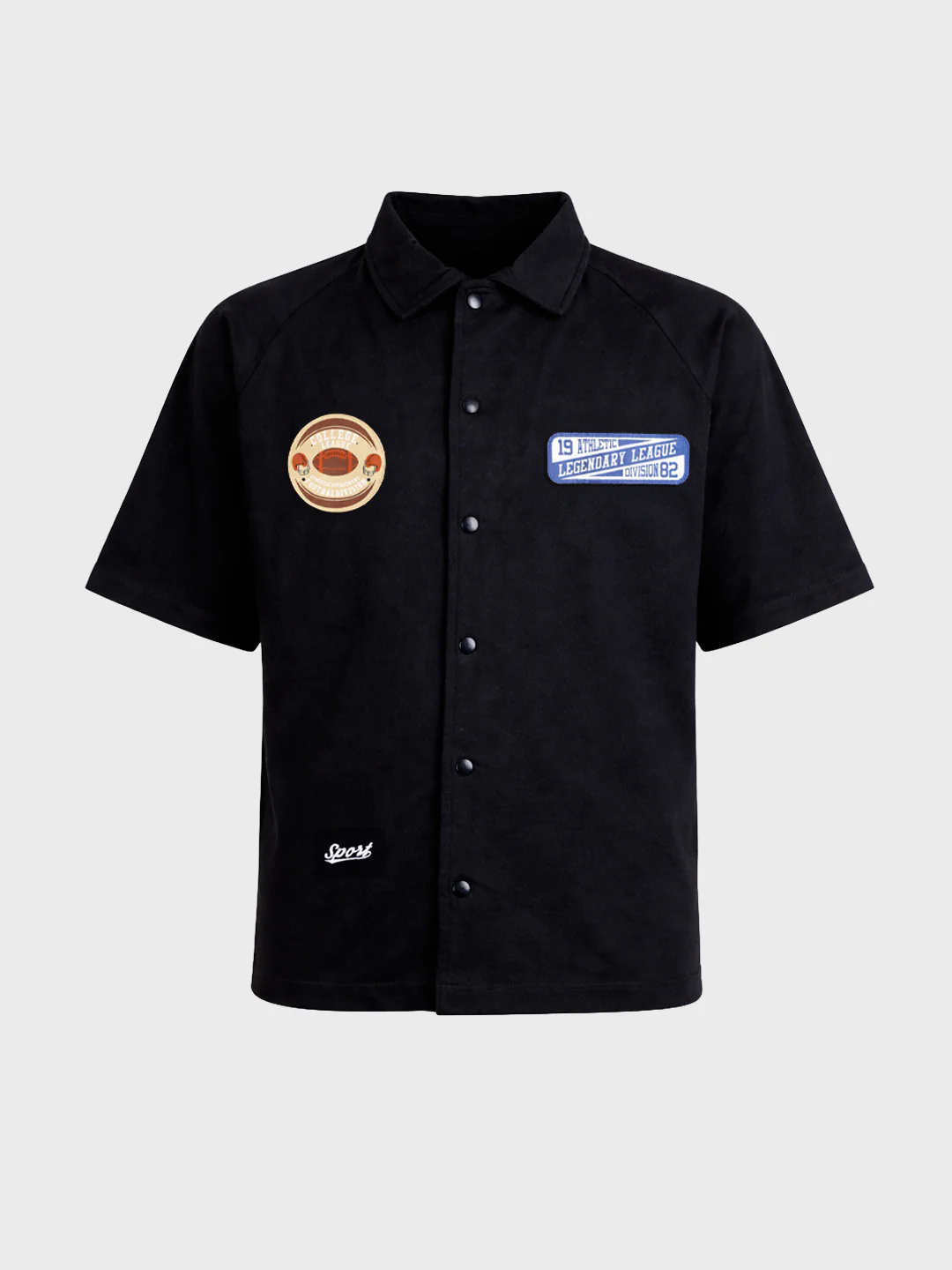 Men's Black Boxy Fit Embroided Casual Shirt - Image 5