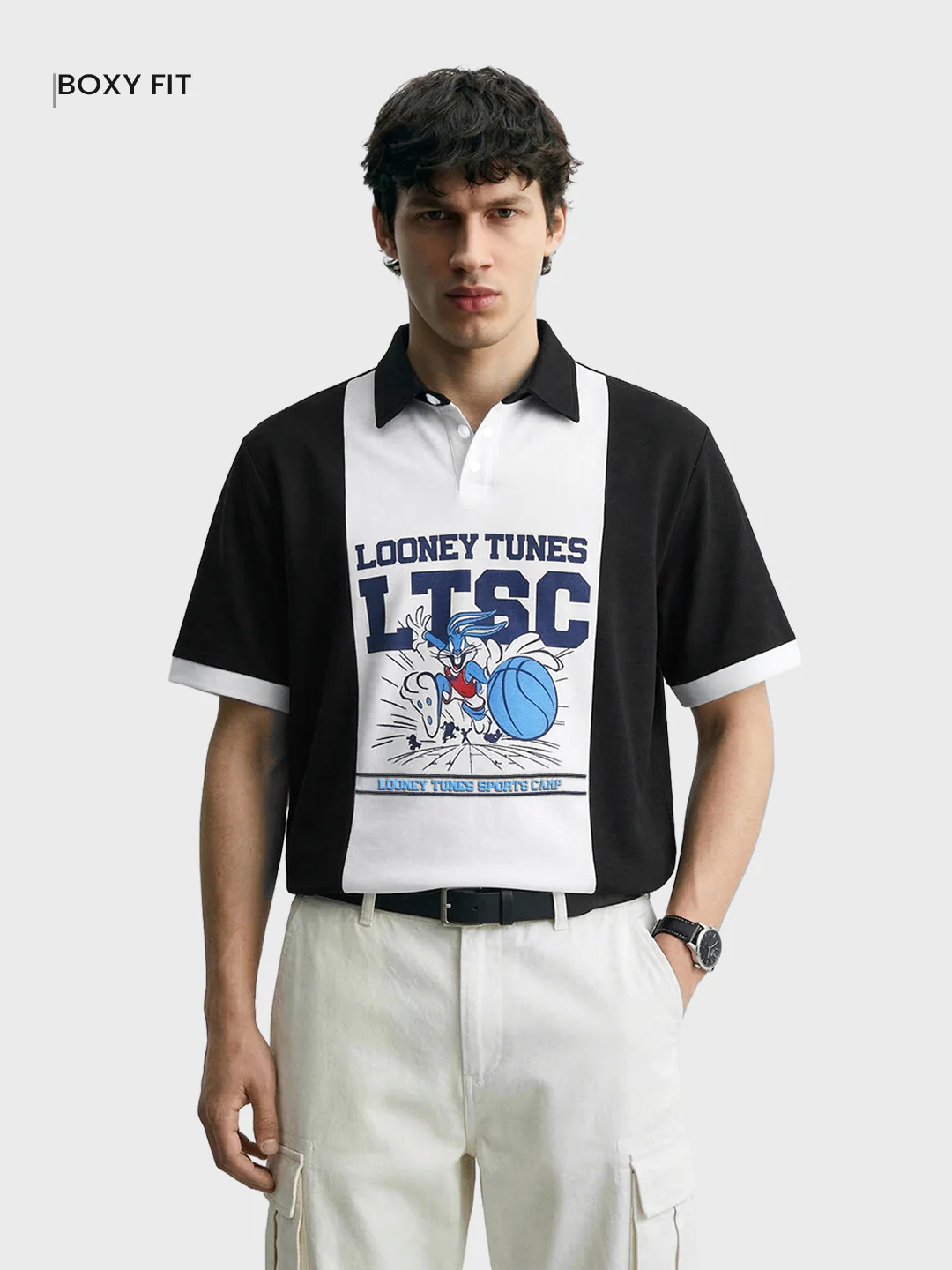 Men's Black Boxy Fit Loony Tune character T-Shirt - Image 2