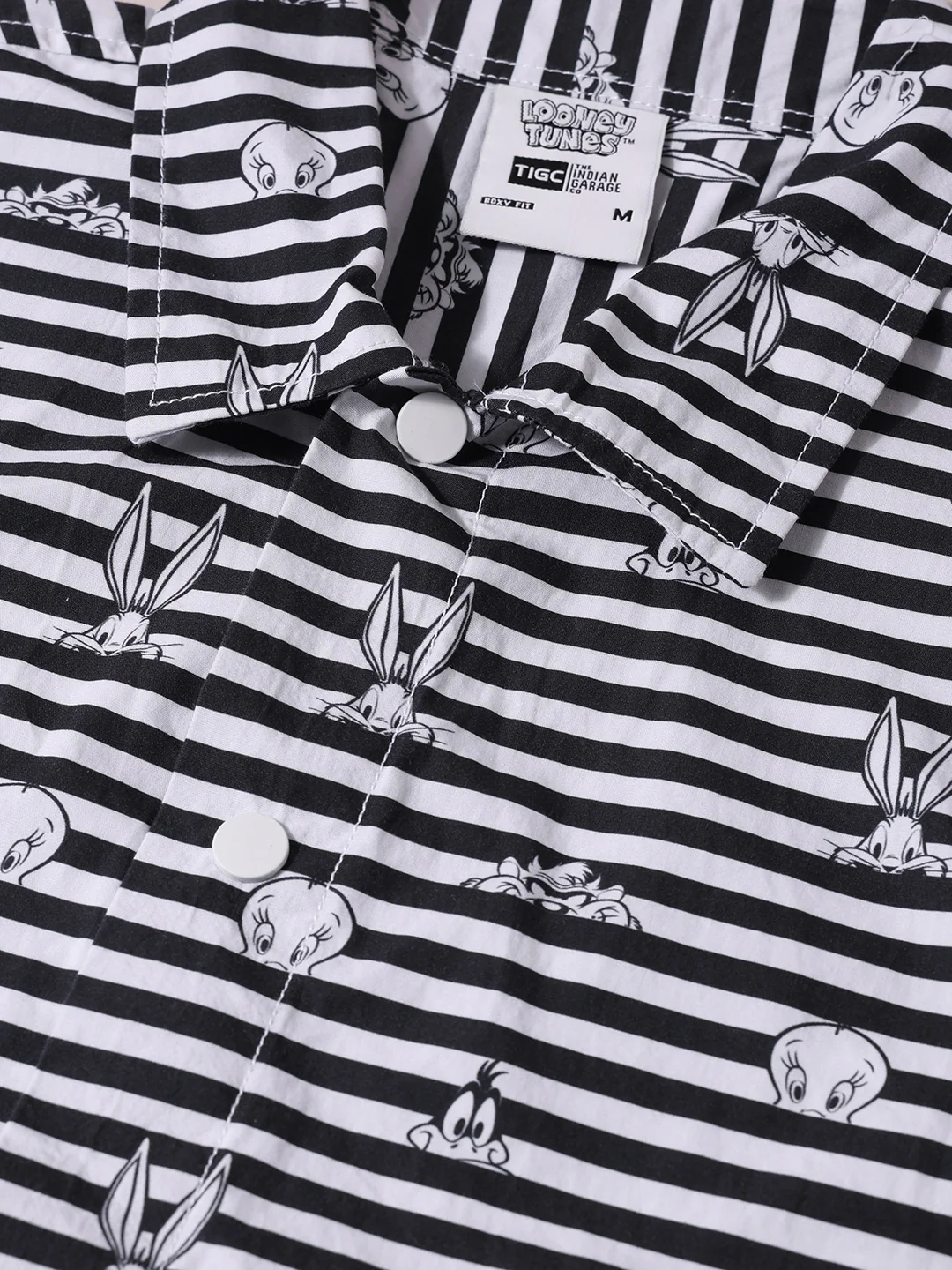 Men's Black Boxy Fit  Loony Tunes Character Shirt - Image 5