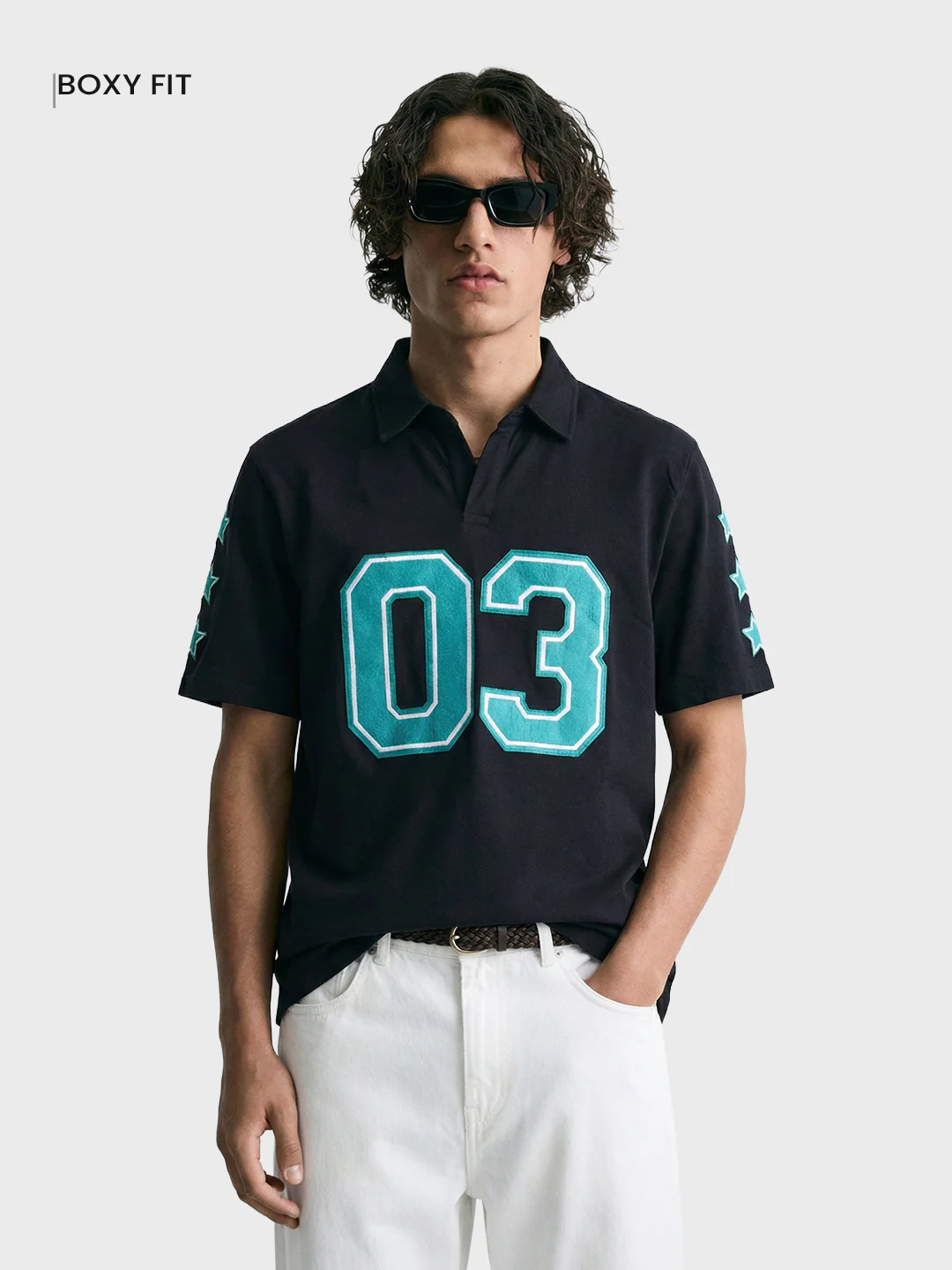 Men's Black Boxy Fit Printed Casual T-Shirt - Image 2