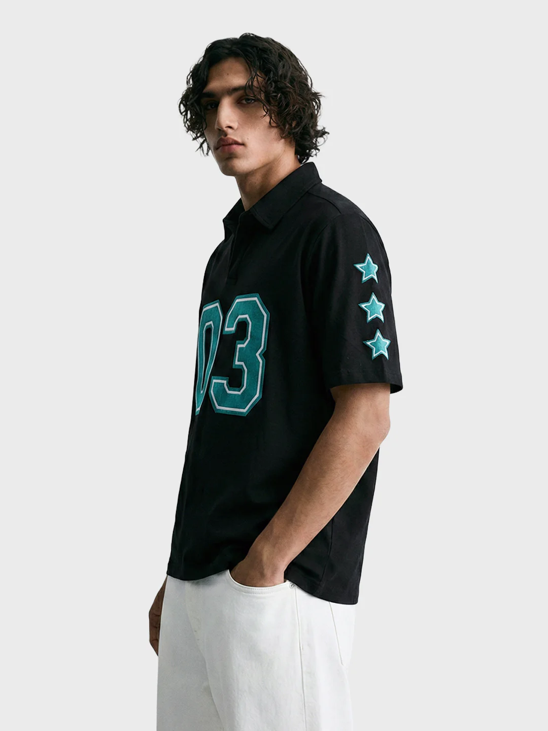 Men's Black Boxy Fit Printed Casual T-Shirt - Image 3