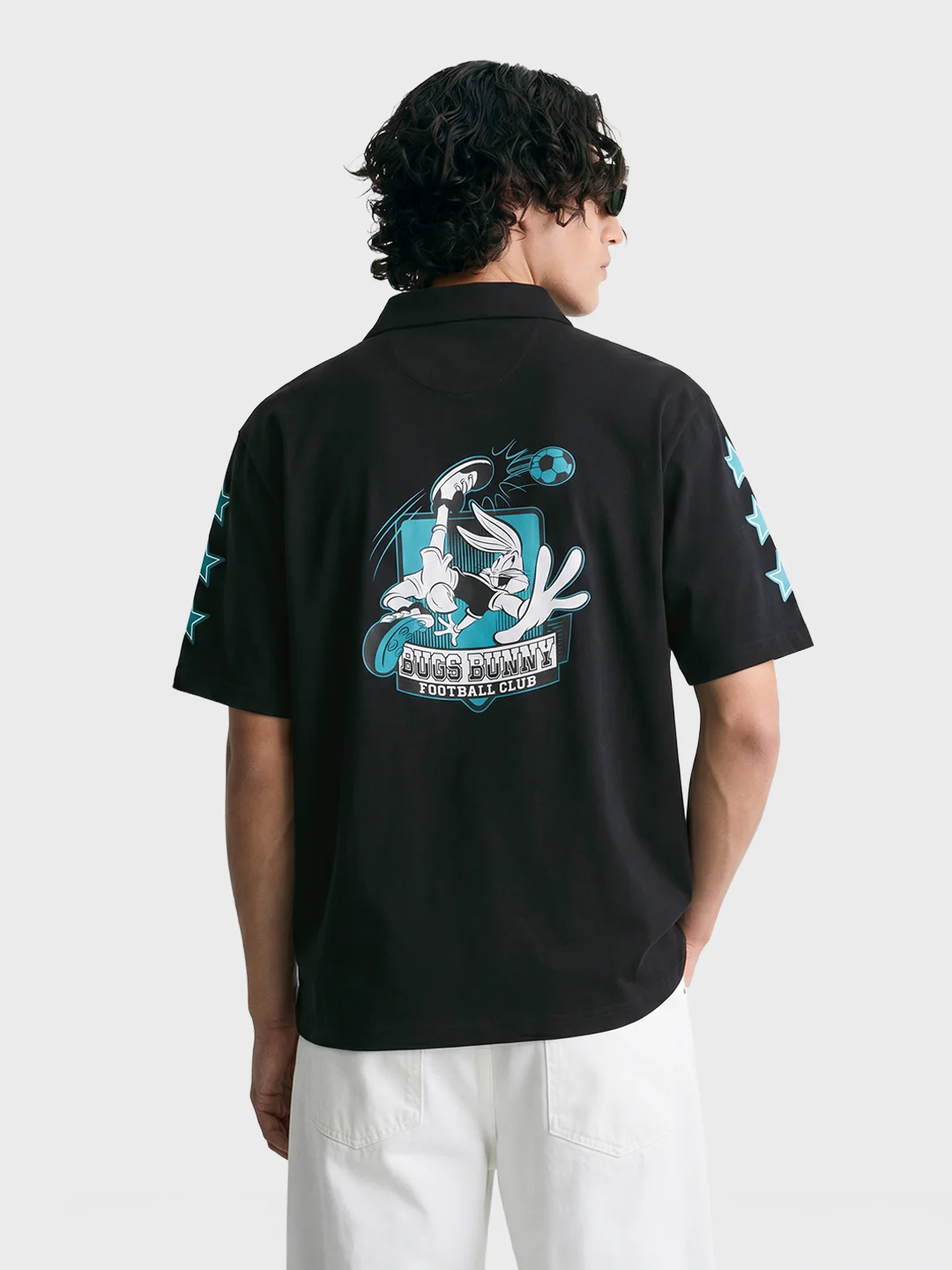 Men's Black Boxy Fit Printed Casual T-Shirt - Image 4