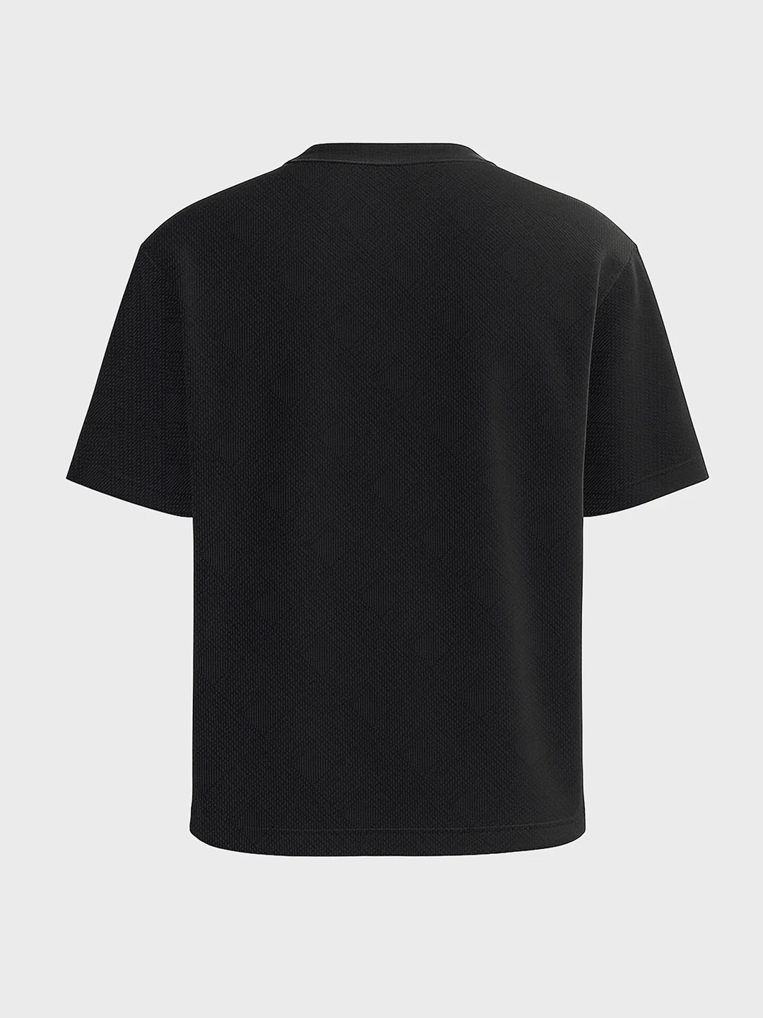 Men's Black Boxy Fit Textured Casual T-Shirt - Image 5