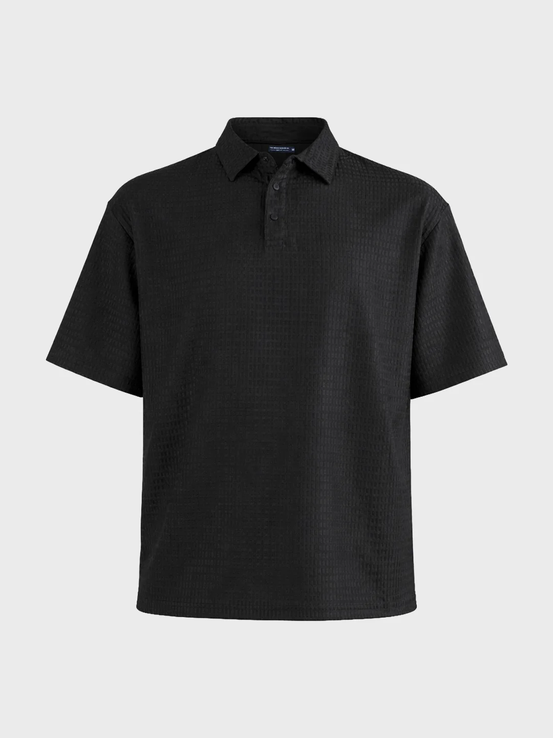 Men's Black Boxy Fit Textured Casual T-Shirt - Image 5