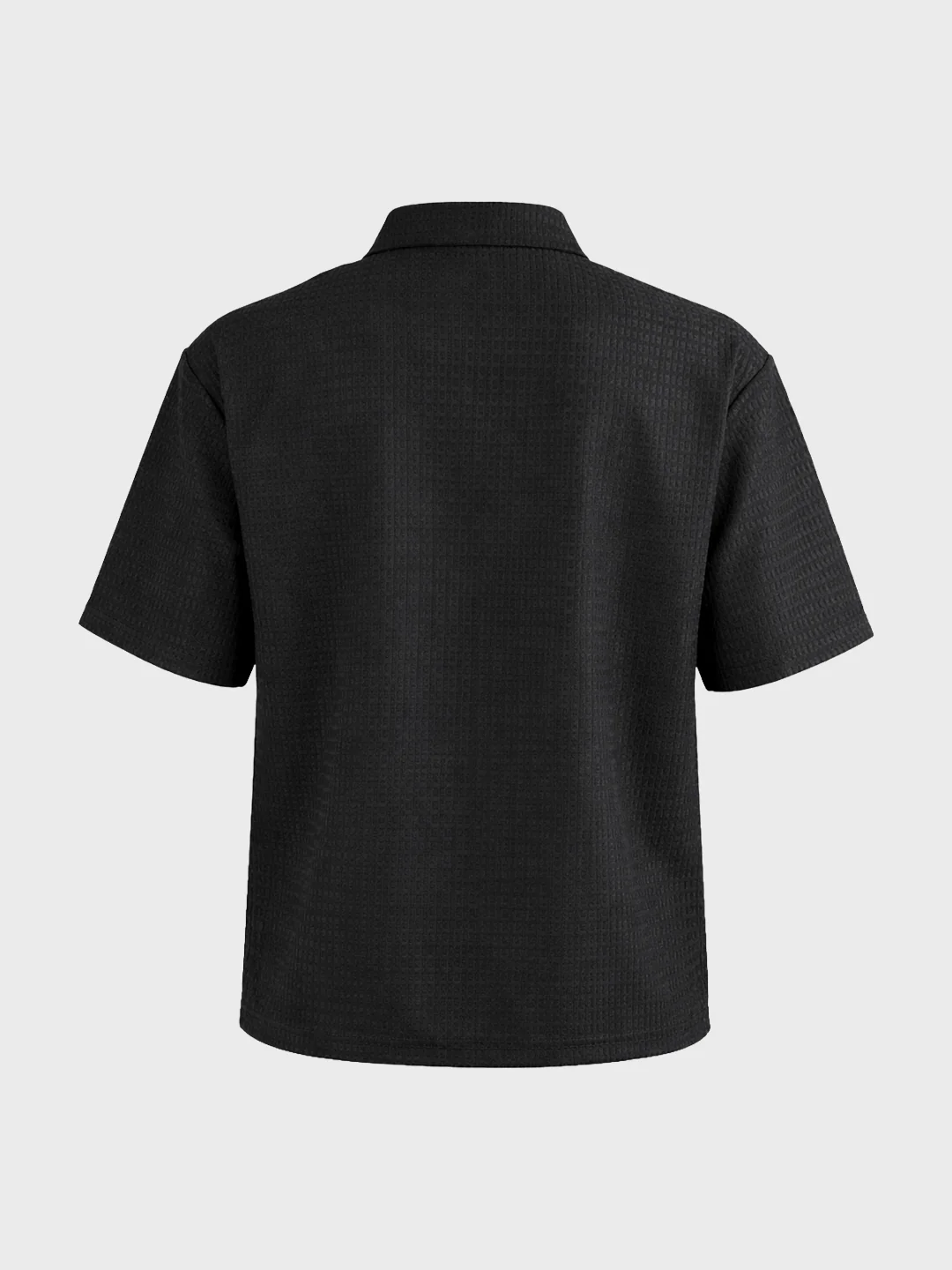 Men's Black Boxy Fit Textured Casual T-Shirt - Image 6