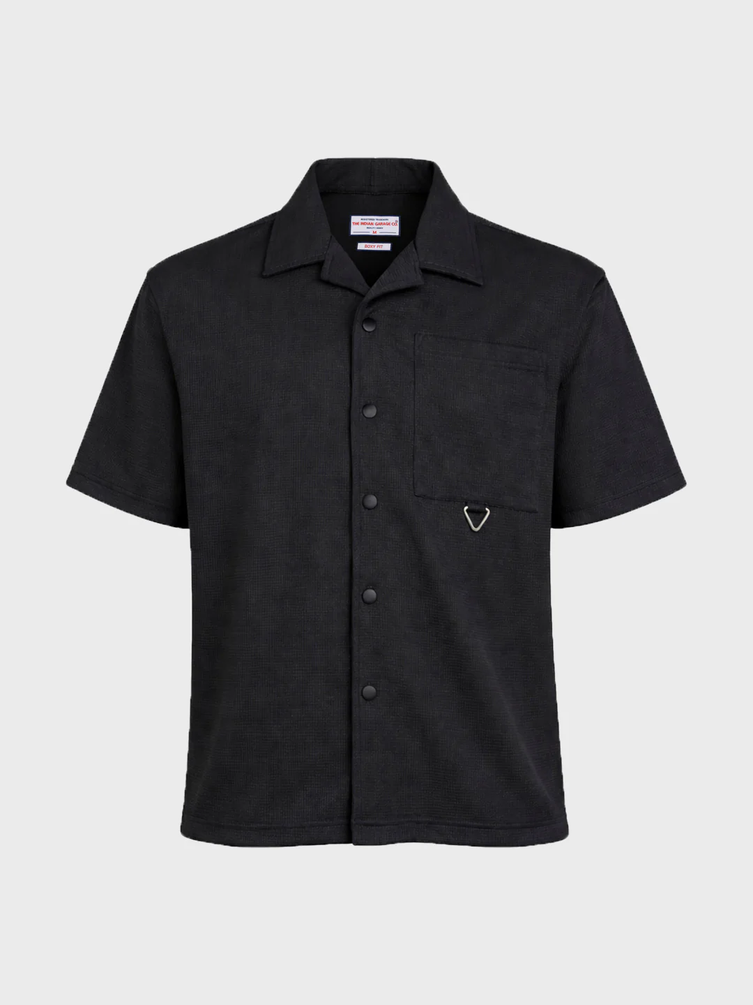Men's Black Boxy Fit Textured Utility Shirt - Image 4