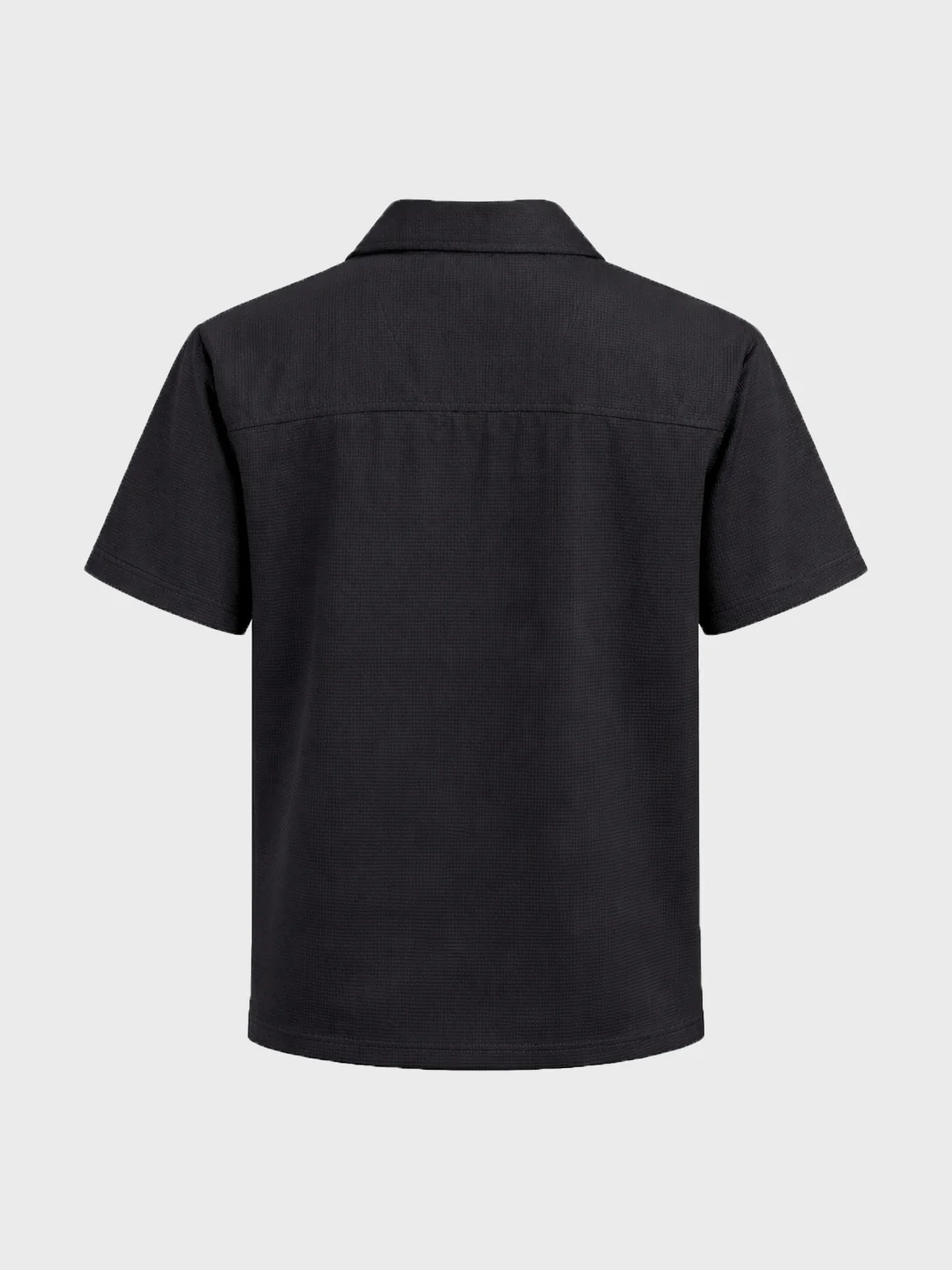 Men's Black Boxy Fit Textured Utility Shirt - Image 5