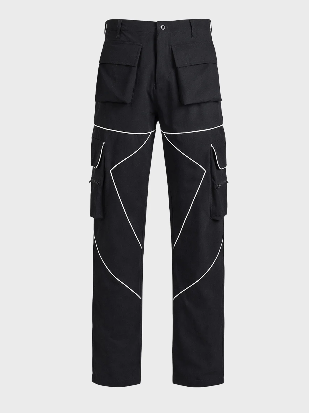 Men's Black Loose Fit Solid Utility Cargo - Image 6