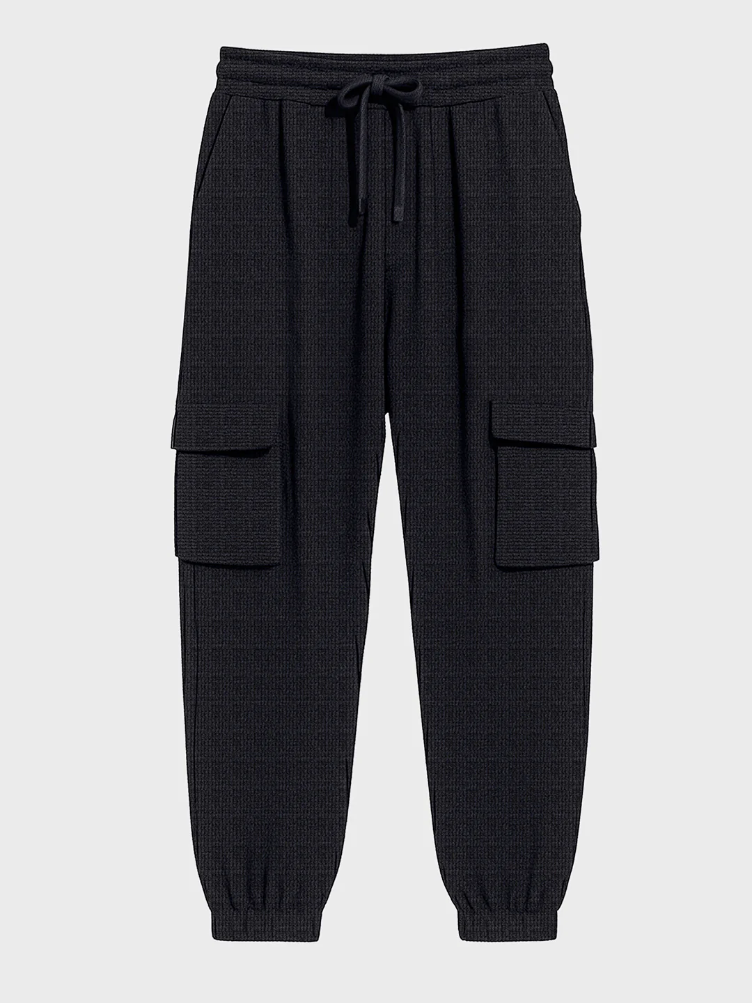 Men's Black Loose Fit Solid Utility Joggers - Image 3