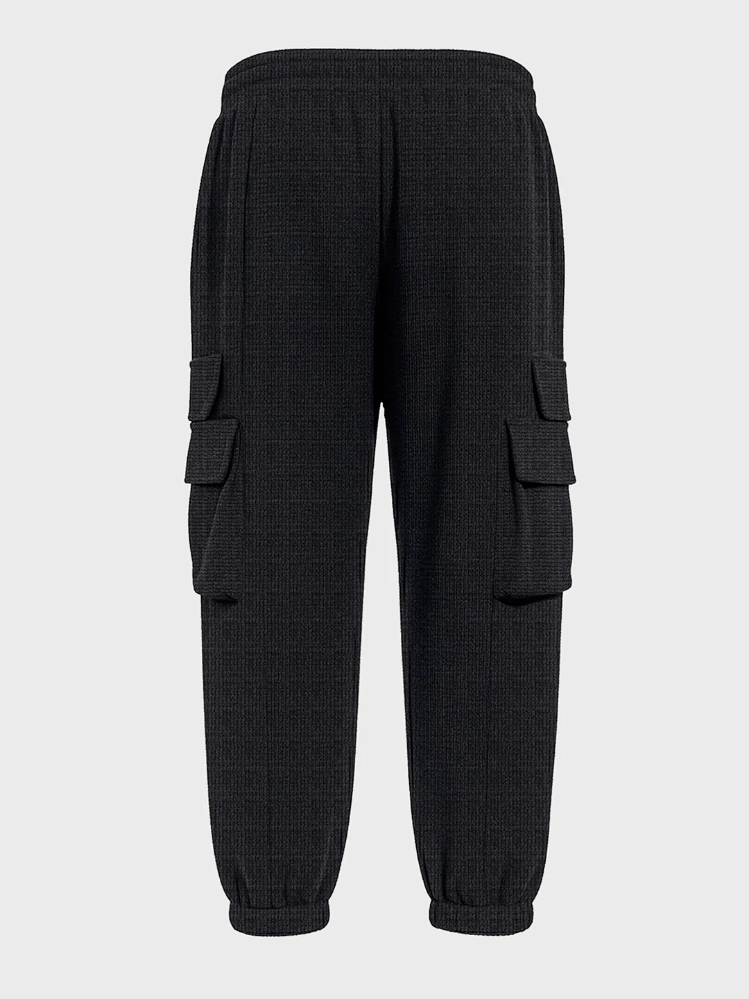 Men's Black Loose Fit Solid Utility Joggers - Image 4