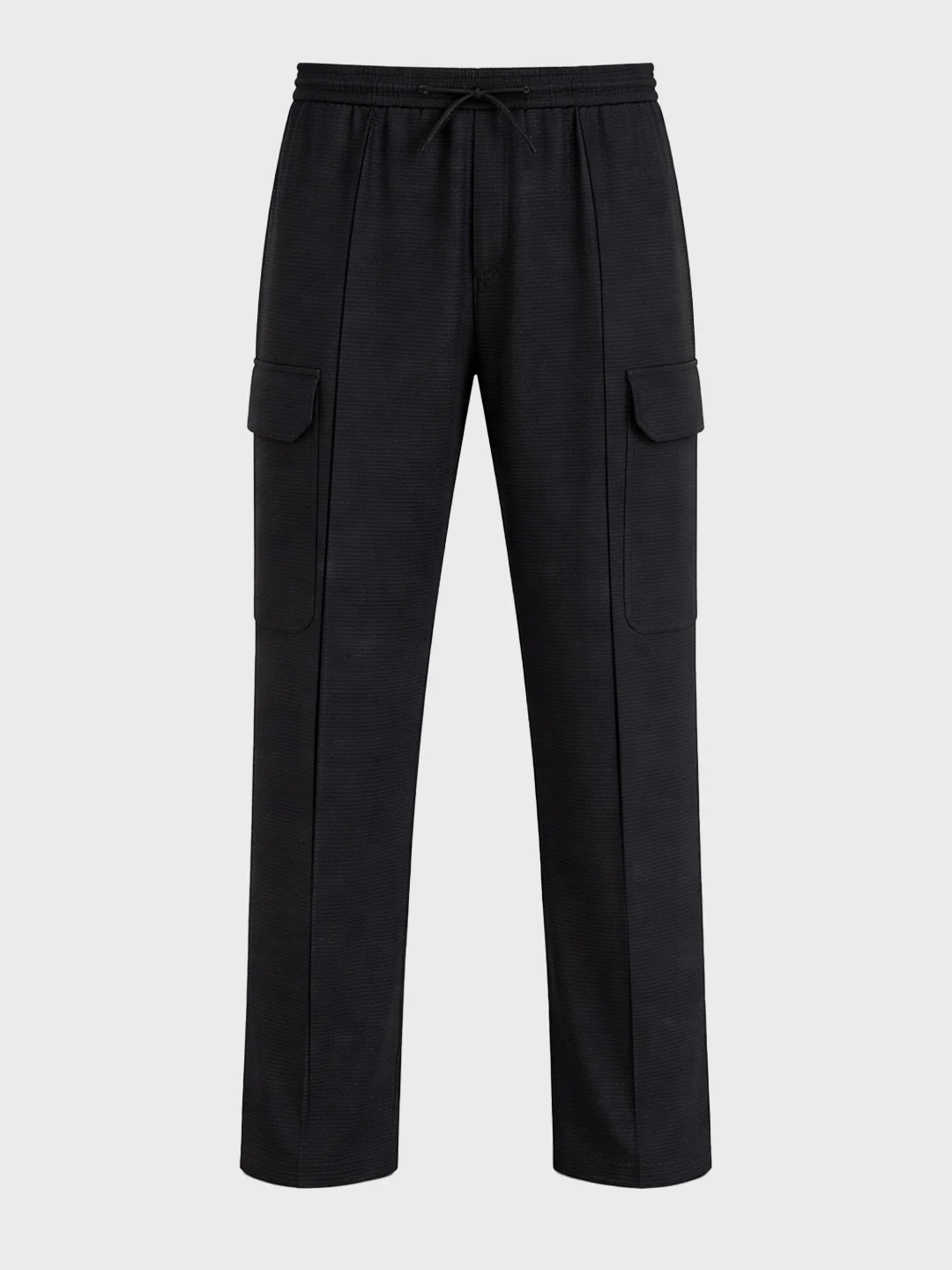 Men's Black Loose Fit Textured Casual Joggers - Image 4