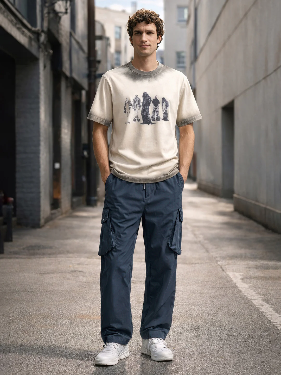 Men's Black Loose Fit Solid Utility Cargo - Image 3