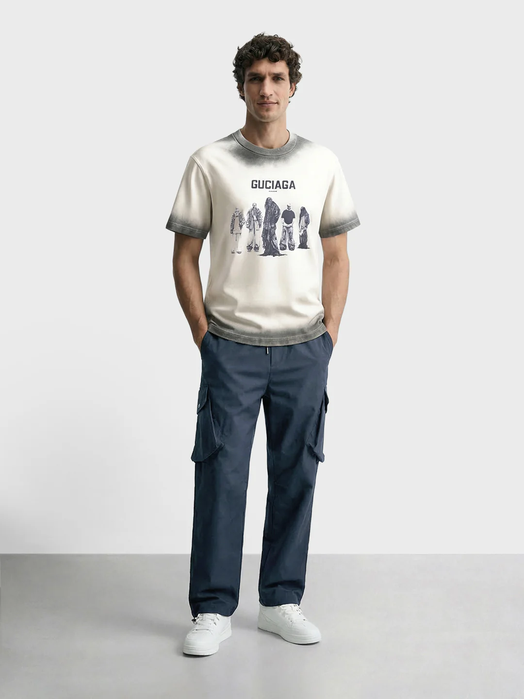 Men's Black Loose Fit Solid Utility Cargo - Image 5