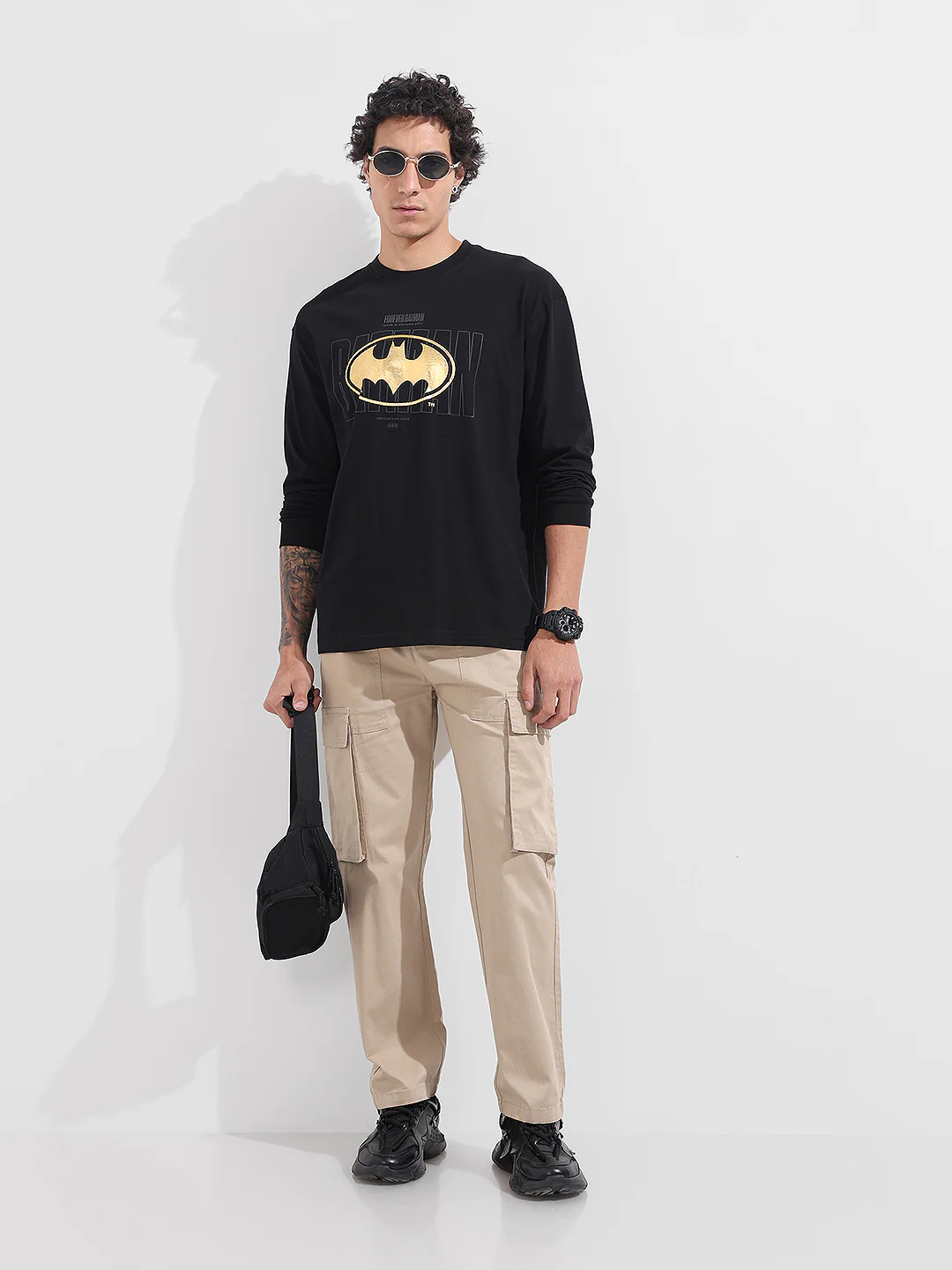 Men's Black Oversized Fit Character Batman Character T-Shirt - Image 2