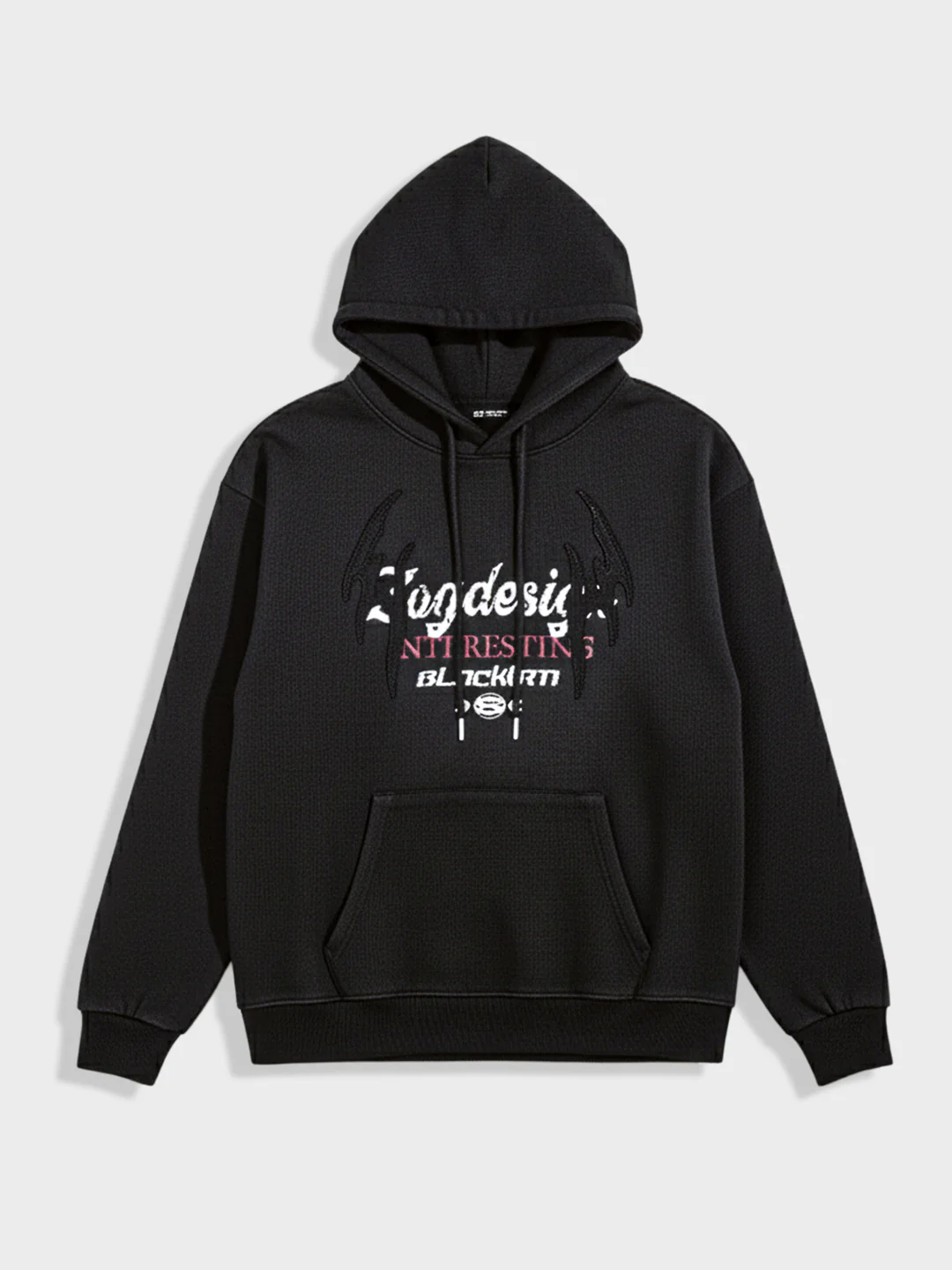Men's Black Oversized Fit Embroided Casual Sweatshirt - Image 3