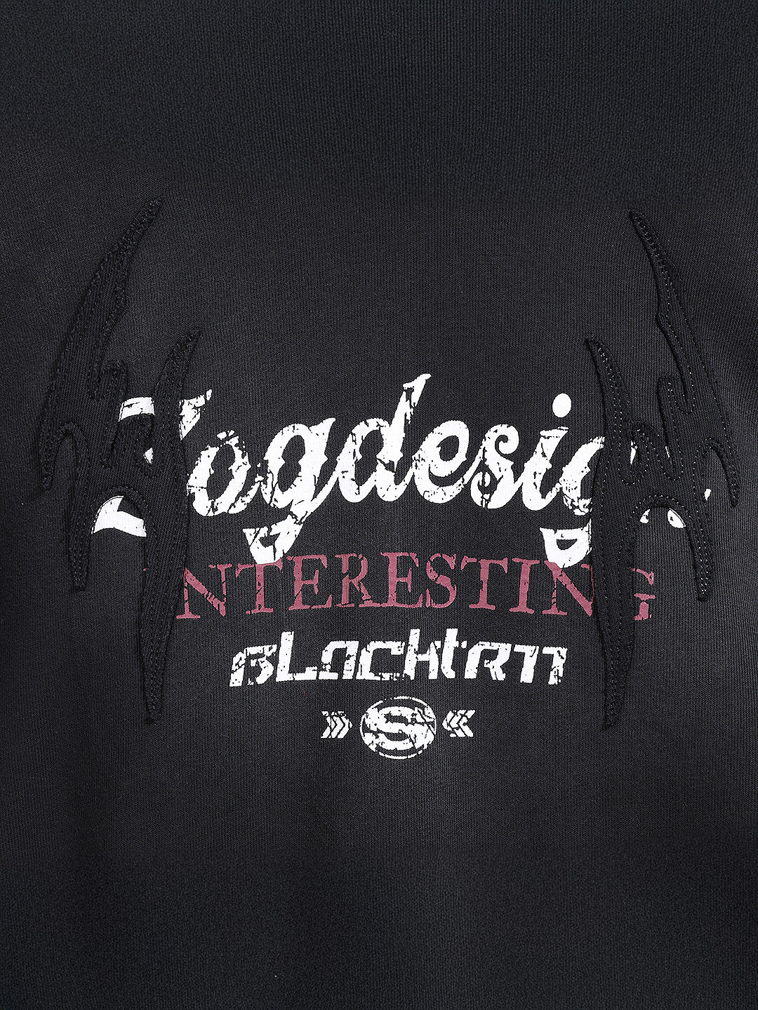 Men's Black Oversized Fit Embroided Casual Sweatshirt - Image 5