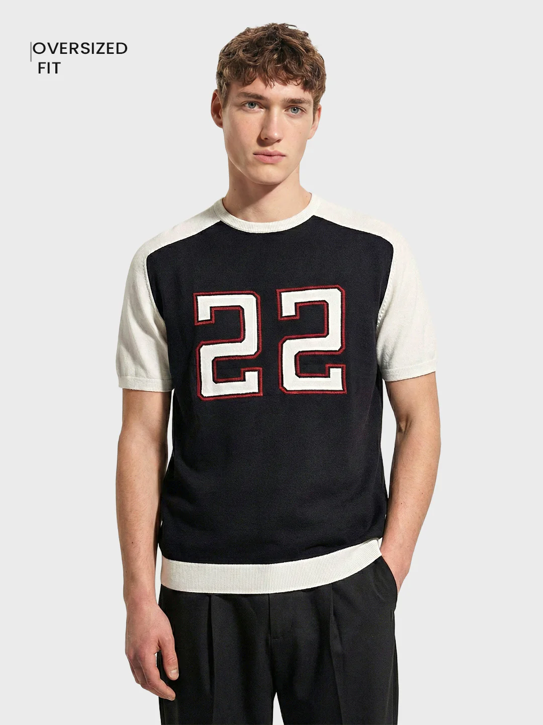 Men's Black Oversized Fit Graphic Printed Casual T-Shirt - Image 2