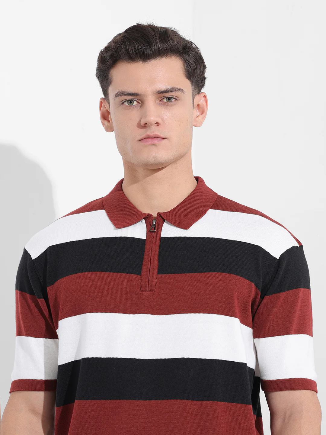 Men's Black Oversized Fit Textured Flat Knit T-Shirt - Image 5