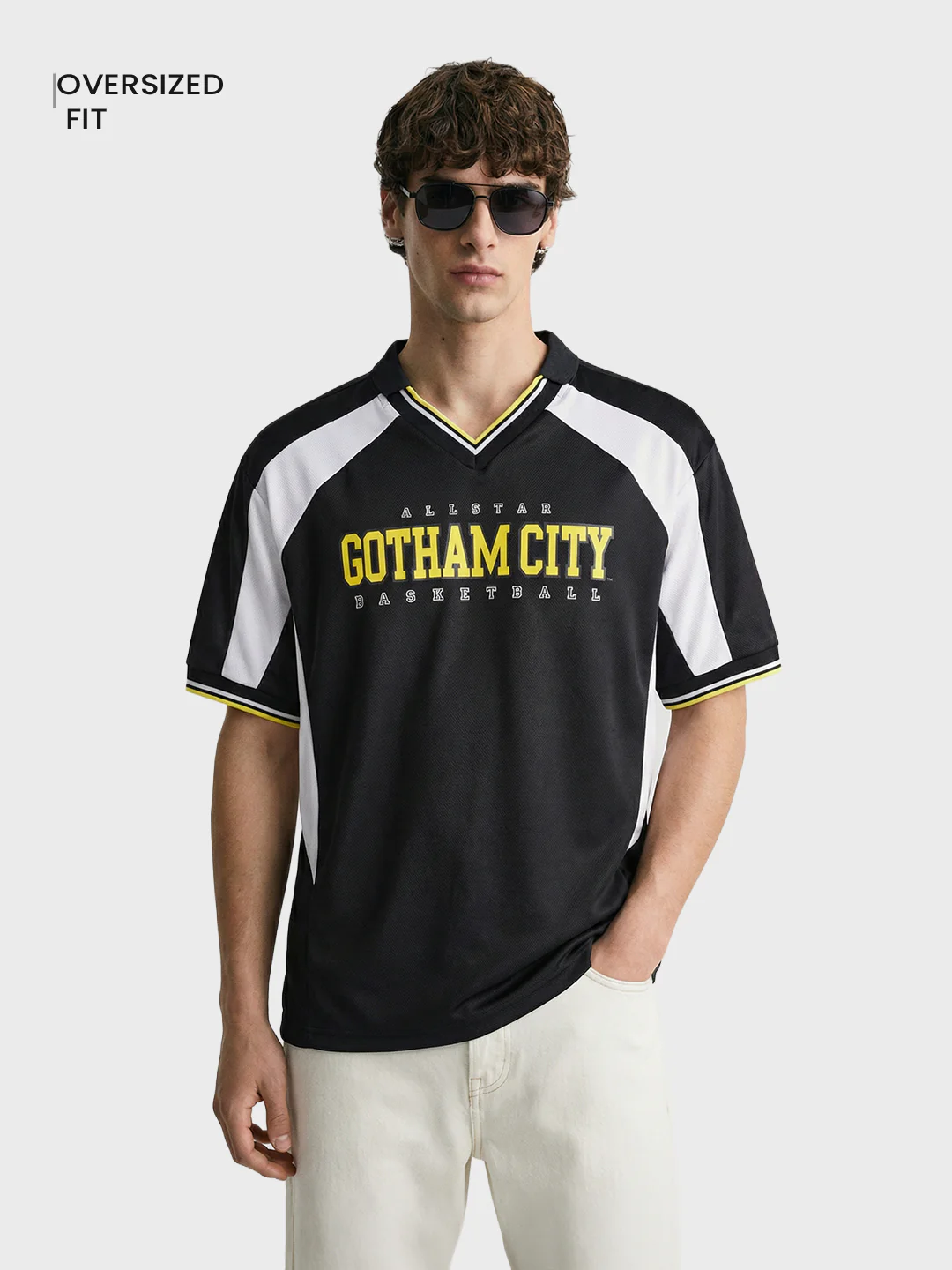 Men's Black Oversized Fit Graphic Printed Casual T-Shirt - Image 2