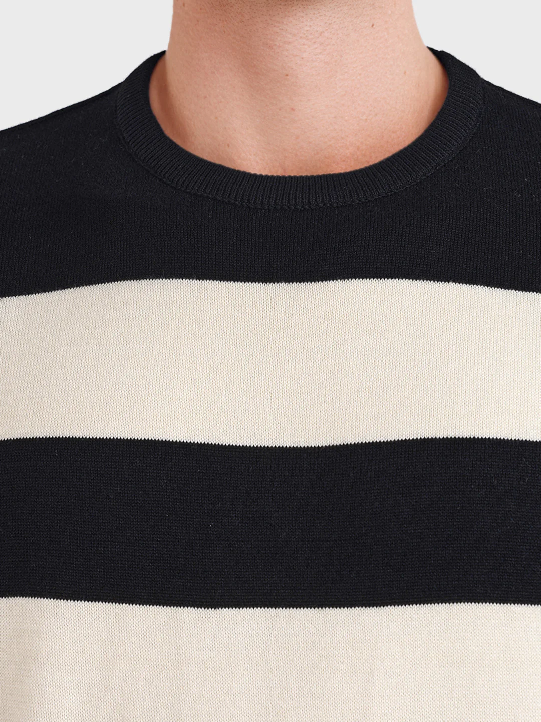 Men's Black Oversized Fit Striped Casual T-Shirt - Image 7