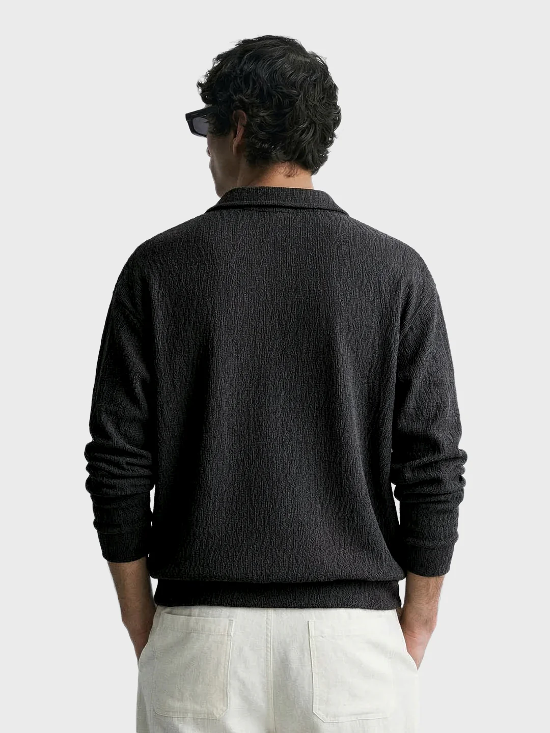 Men's Black Oversized Fit Textured Casual T-Shirts - Image 4