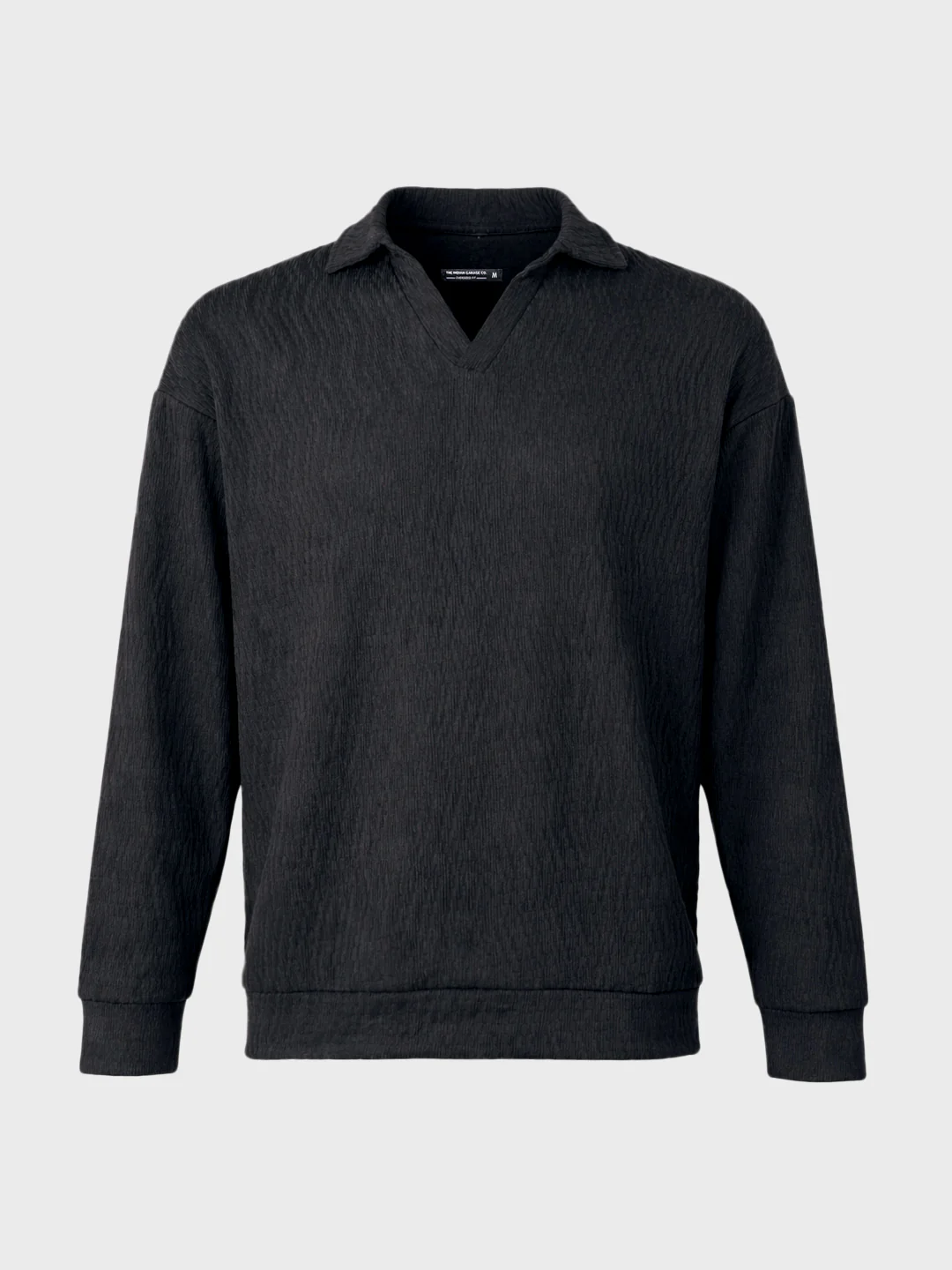 Men's Black Oversized Fit Textured Casual T-Shirts - Image 5