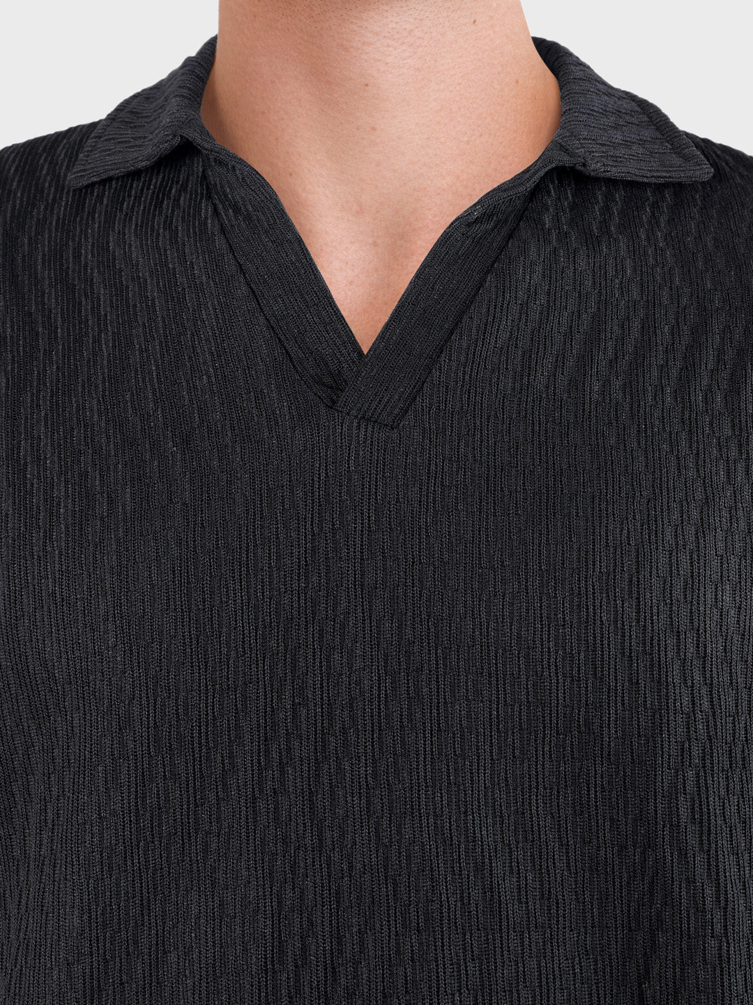 Men's Black Oversized Fit Textured Casual T-Shirts - Image 7
