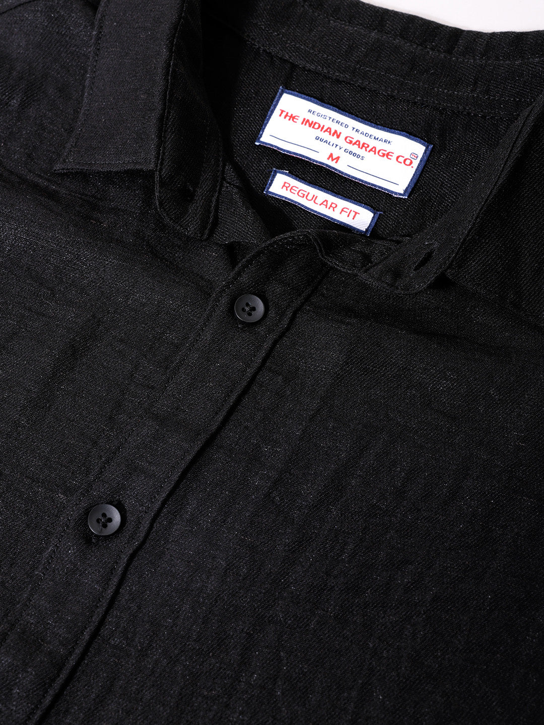 Men's Black Regular Fit Casual Solid Shirt - Image 3