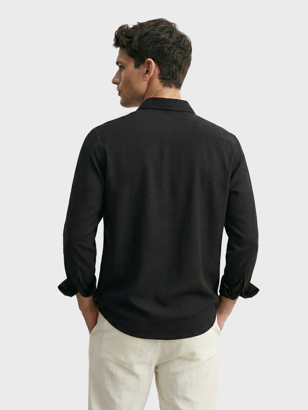 Men's Black Regular Fit Casual Solid Shirt - Image 4