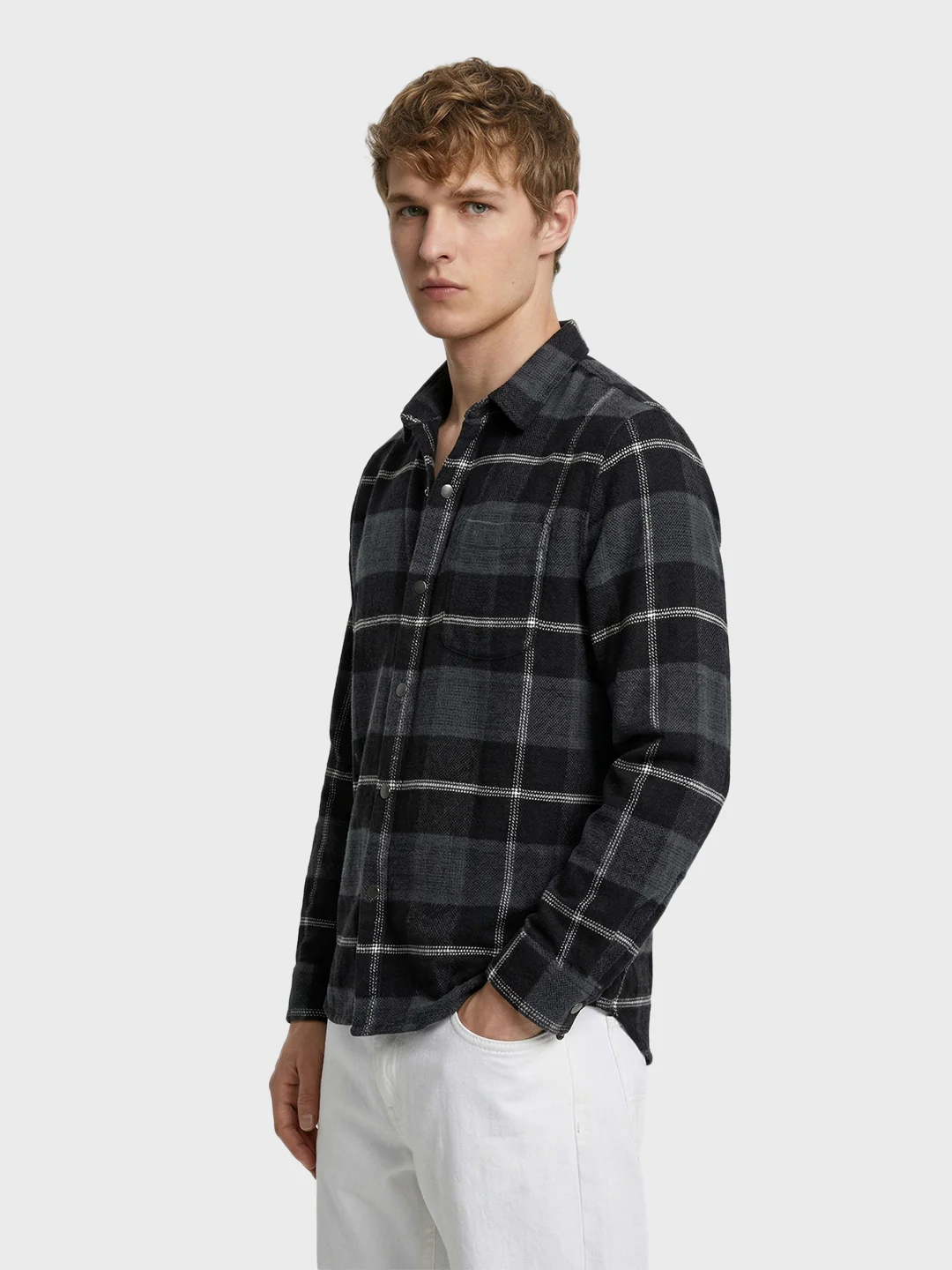 Men's Black Regular Fit Checked Casual Shirt - Image 4