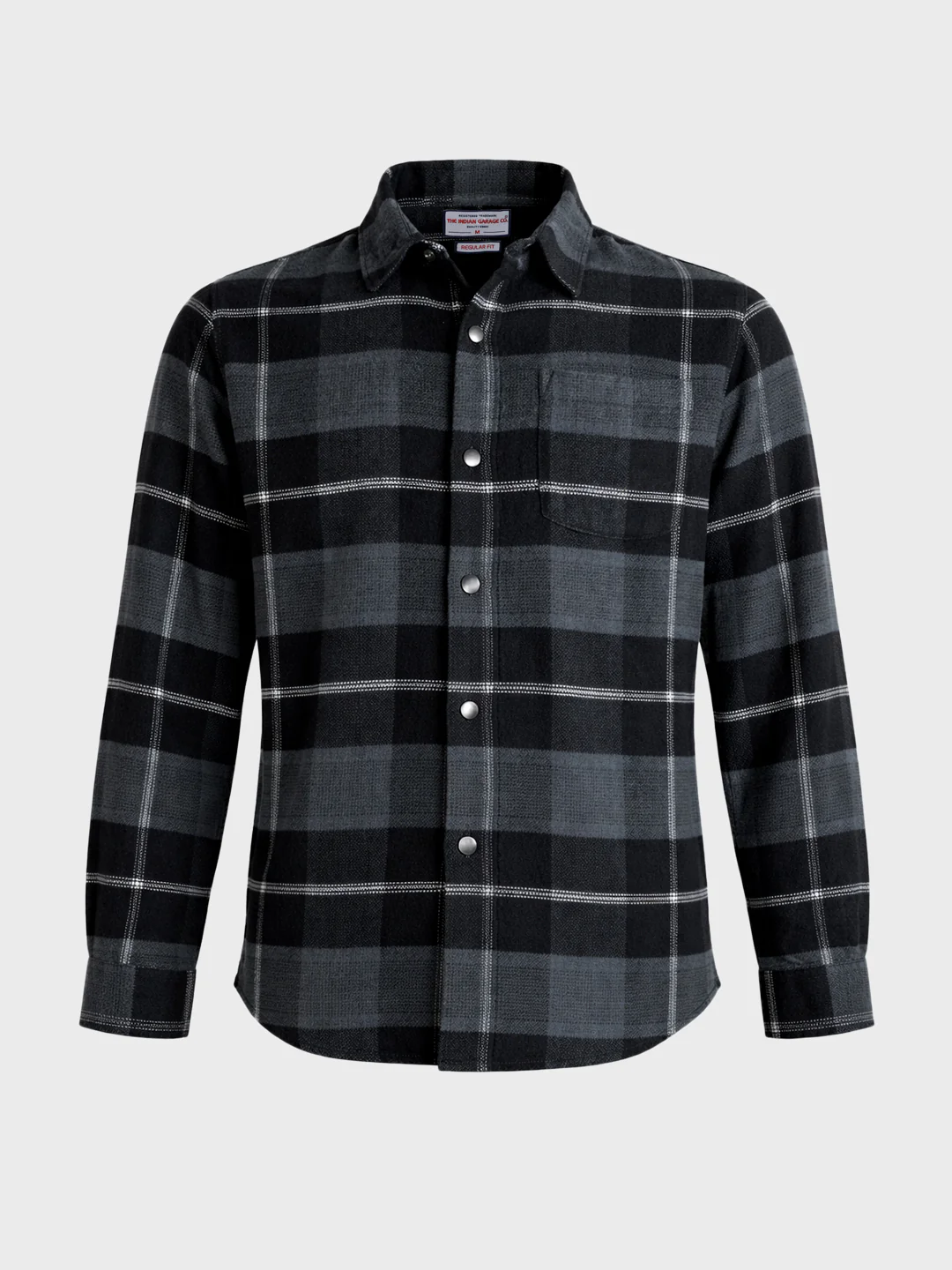 Men's Black Regular Fit Checked Casual Shirt - Image 6