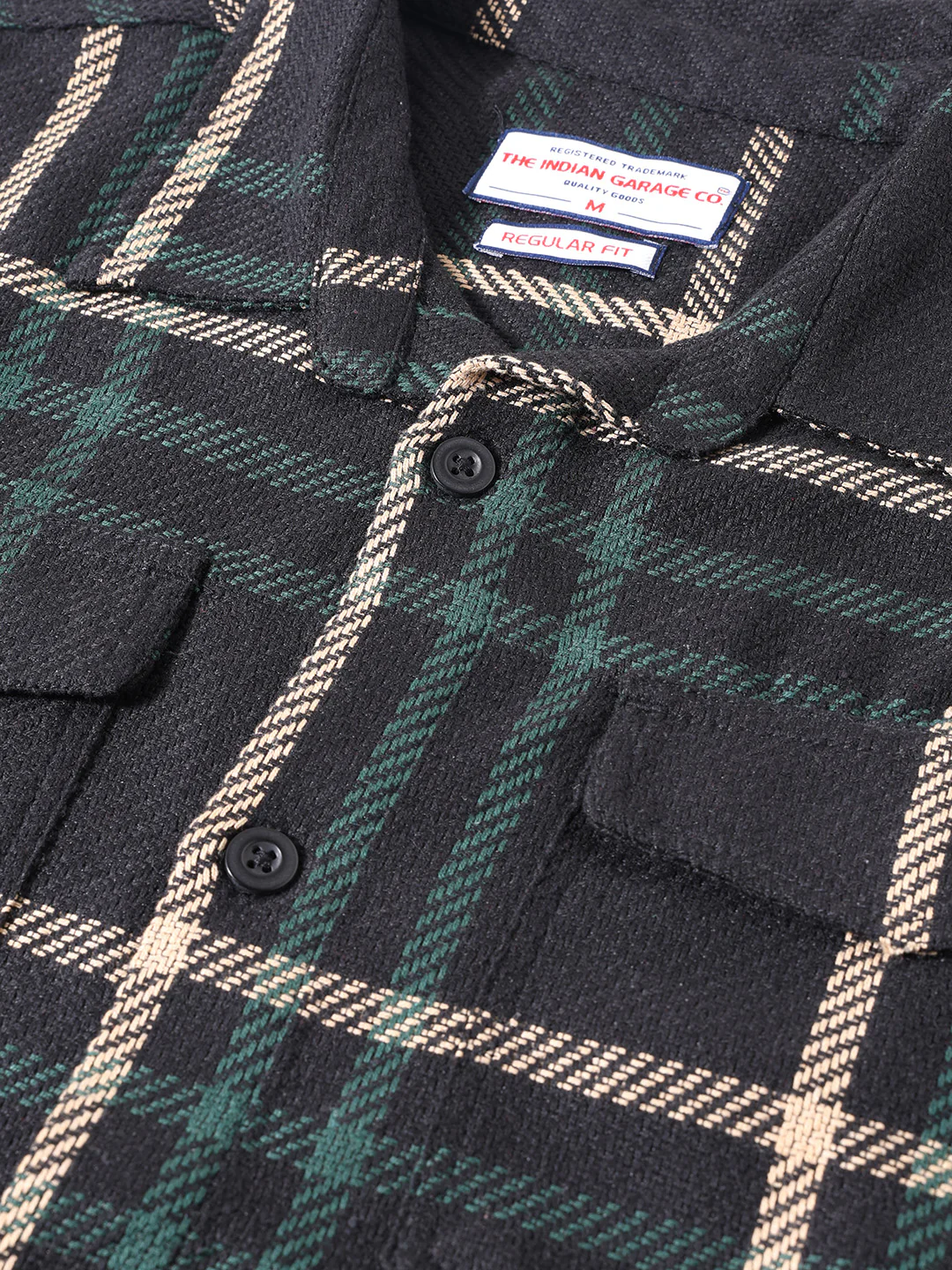 Men's Black Regular Fit Checked Casual Shirt - Image 3