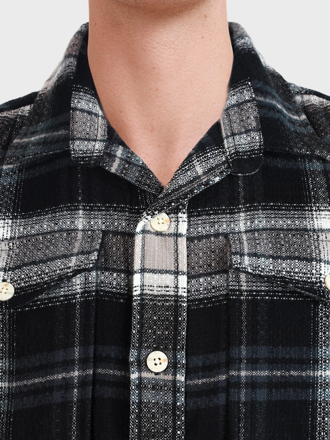Men's Black Regular Fit Checkered Casual Shirt - Image 3