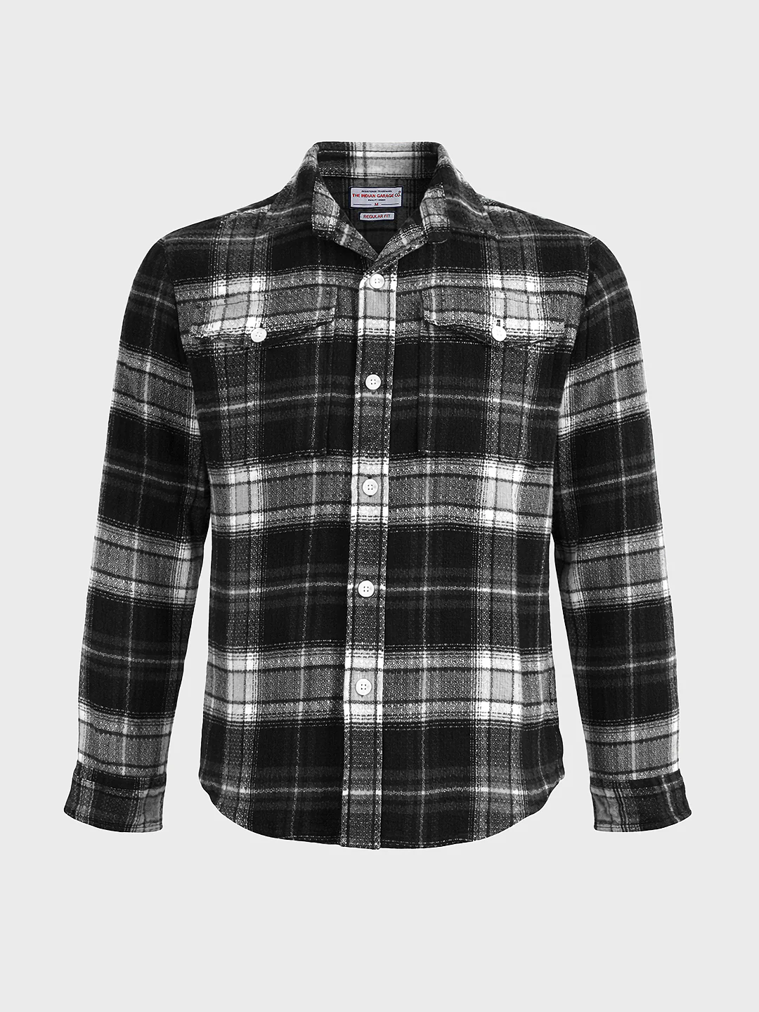 Men's Black Regular Fit Checkered Casual Shirt - Image 5