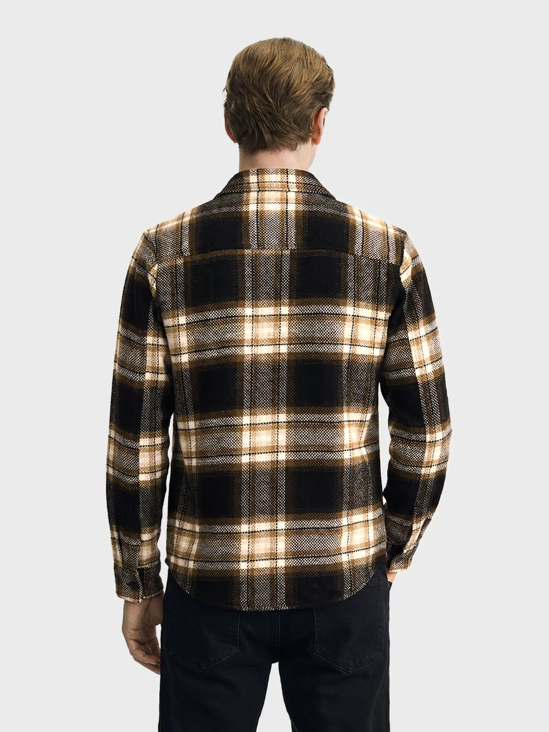 Men's Black Regular Fit Checkered Casual Shirt - Image 4