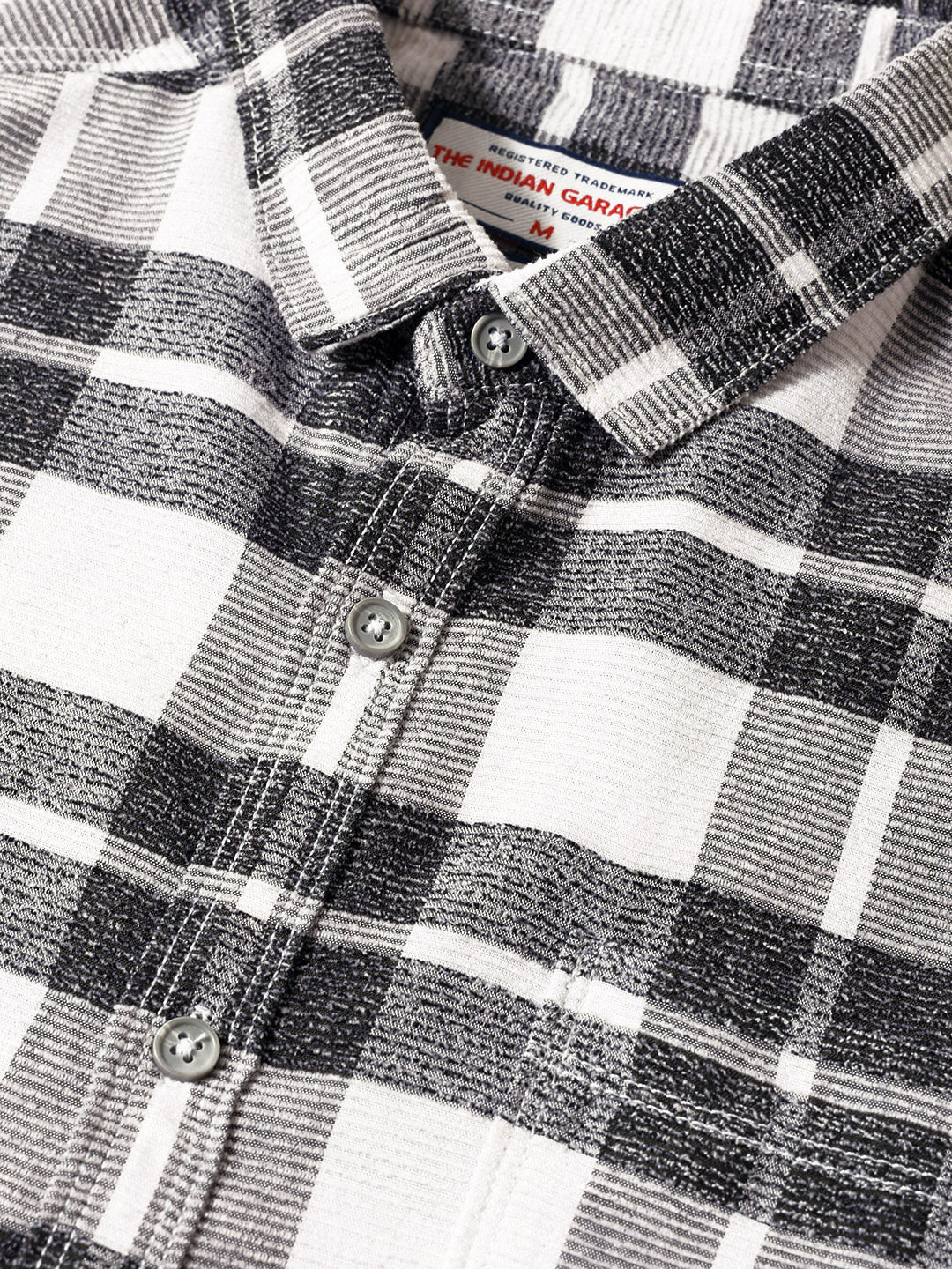 Men's Black Regular Fit Checkered Casual Shirt - Image 3