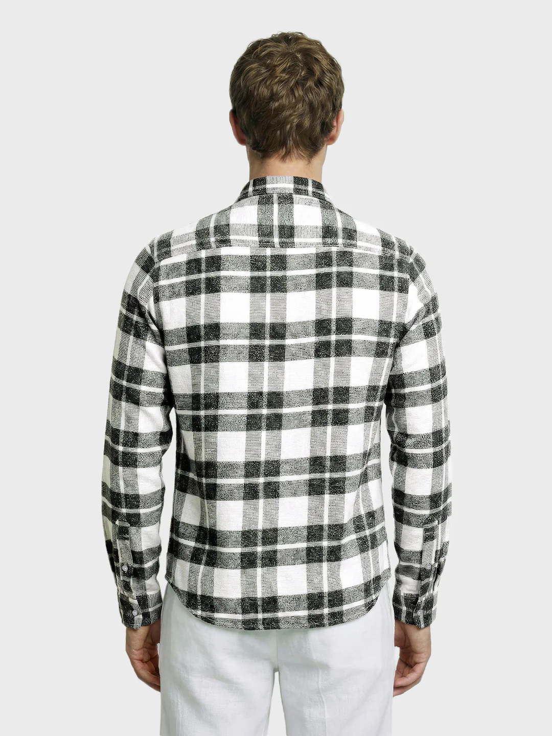 Men's Black Regular Fit Checkered Casual Shirt - Image 4