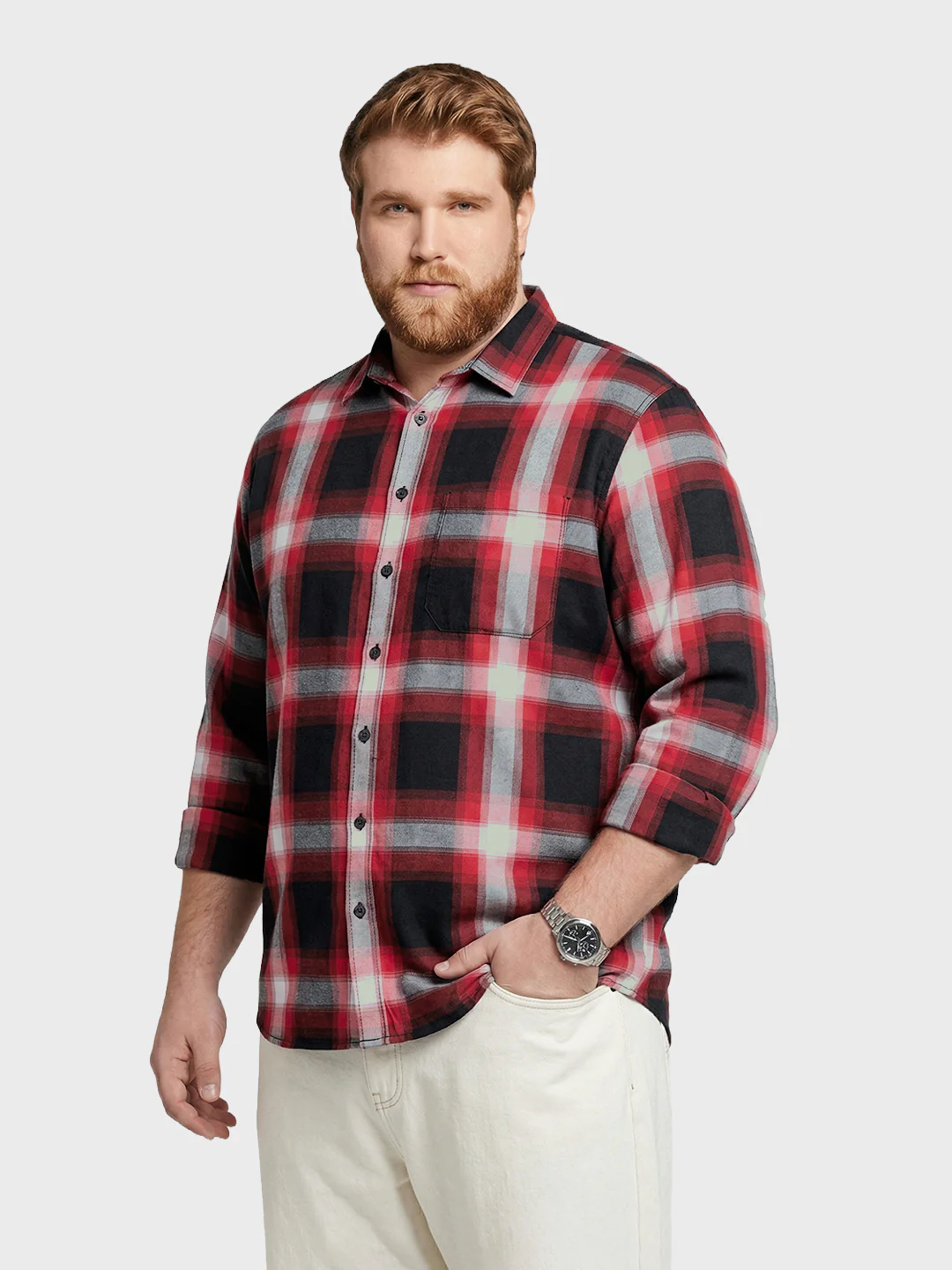Men's Black Regular Fit Checkered Casual Shirt - Image 2
