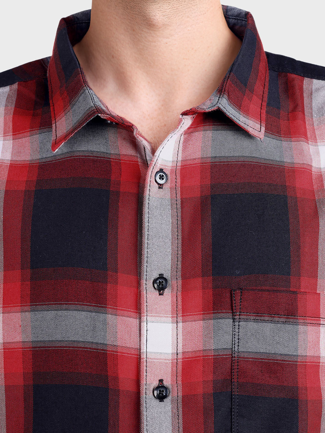 Men's Black Regular Fit Checkered Casual Shirt - Image 6